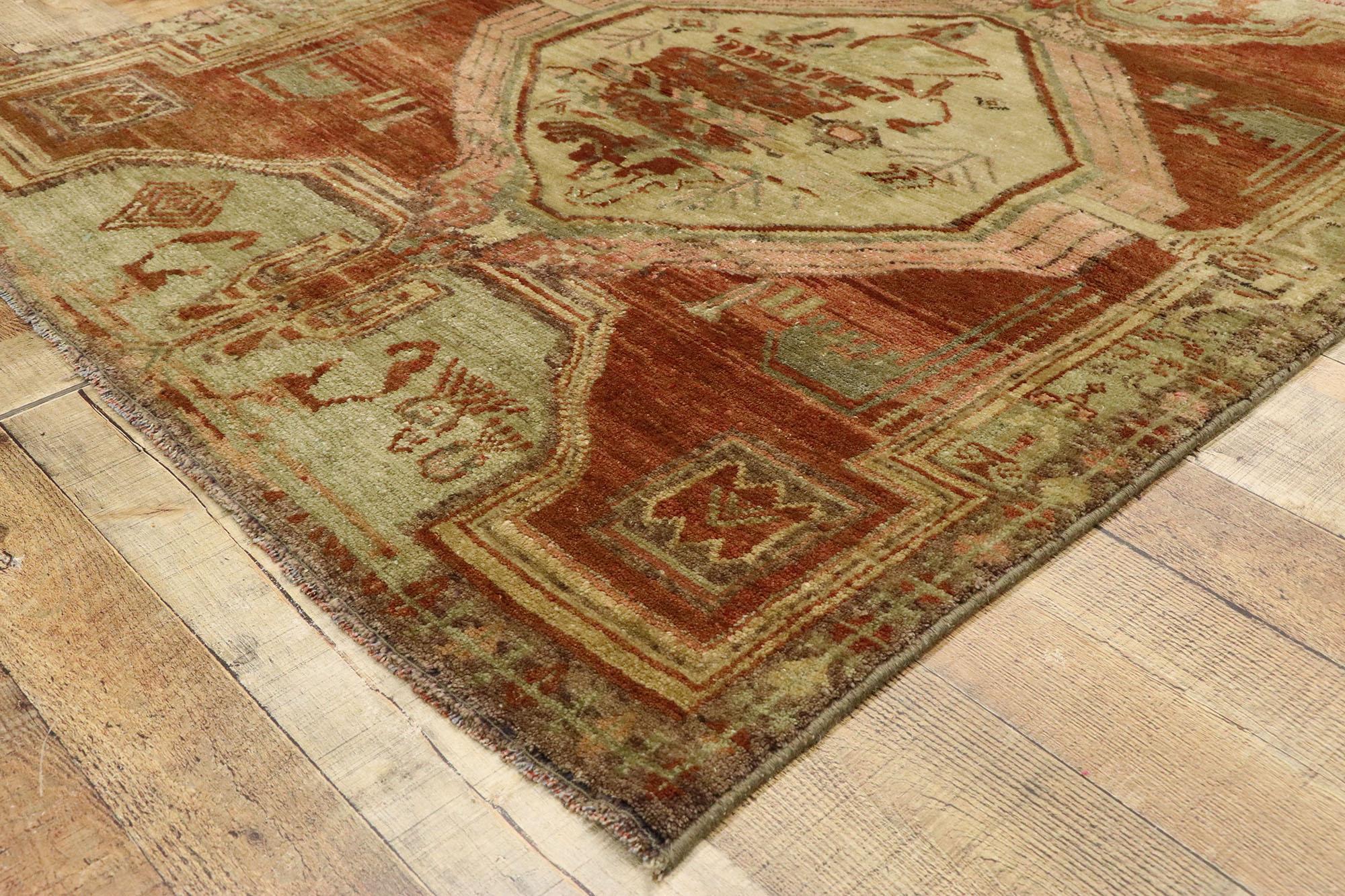 Distressed Vintage Turkish Oushak Accent Rug with Modern Rustic Style For Sale 2