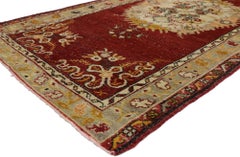 Distressed Vintage Turkish Oushak Hallway Runner with Rustic French Rococo Style