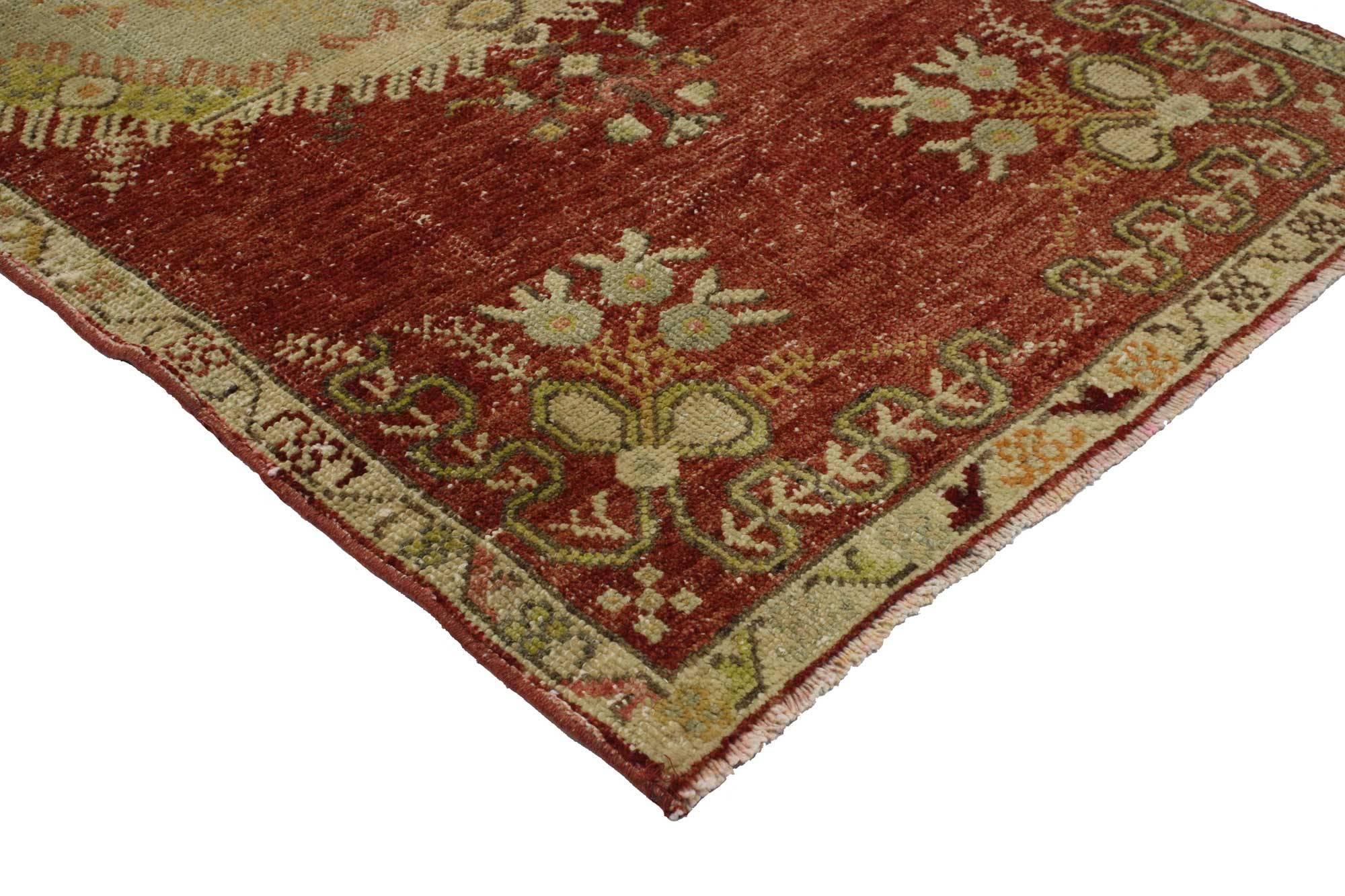 Distressed Vintage Turkish Oushak Runner with French Provincial and Rococo Style For Sale 4
