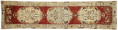 Distressed Vintage Turkish Oushak Hallway Runner with Rustic Industrial Style