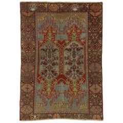 Distressed Retro Turkish Oushak Rug for Kitchen, Bathroom, Foyer or Entry Rug