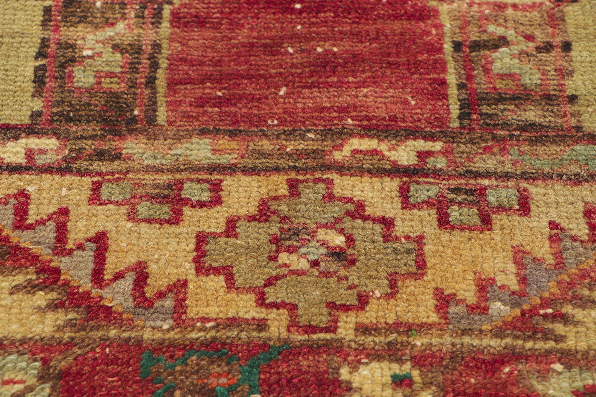 Distressed Vintage Turkish Oushak Rug In Distressed Condition For Sale In Dallas, TX