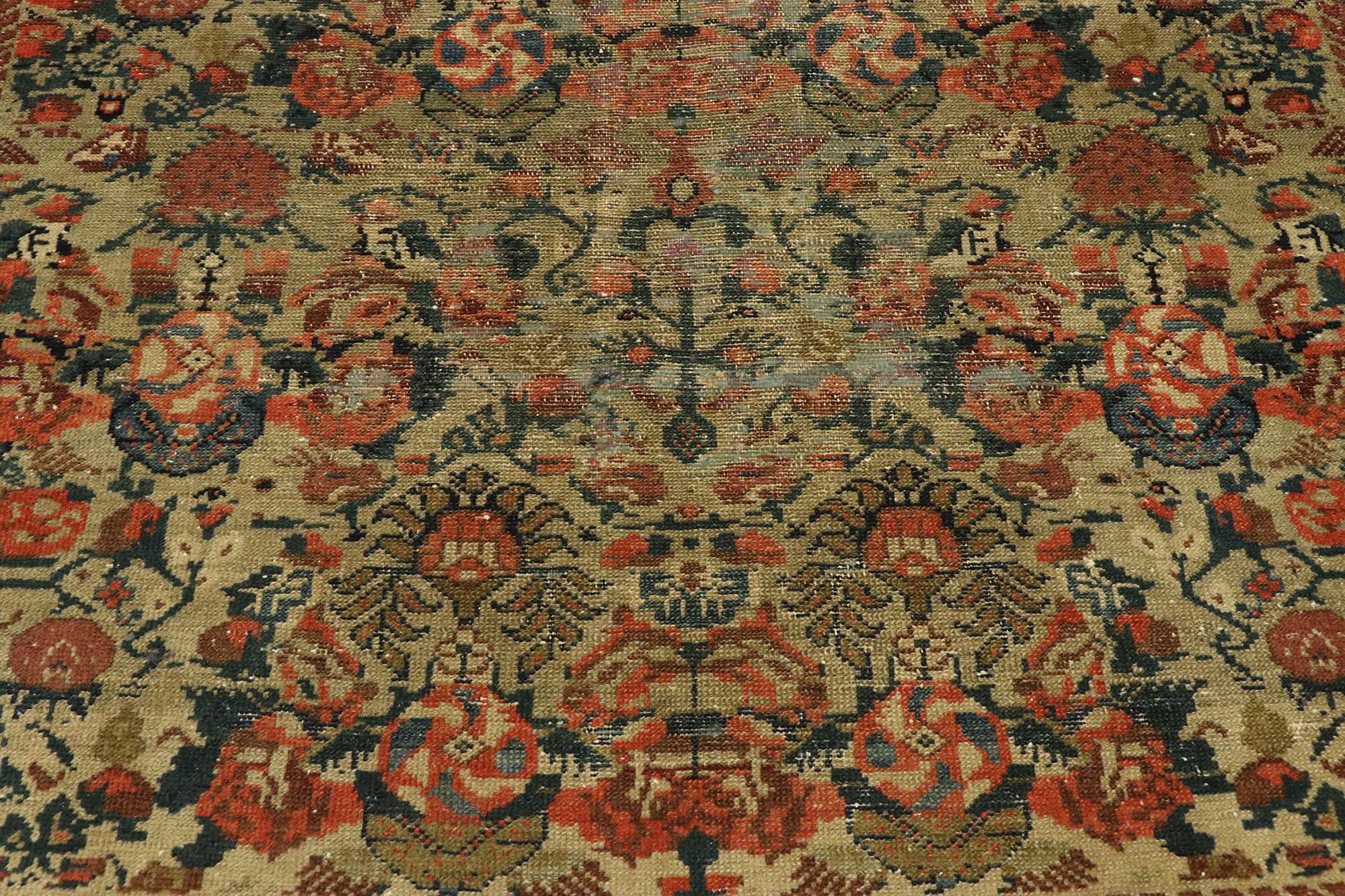 Distressed Vintage Turkish Oushak Rug In Distressed Condition In Dallas, TX