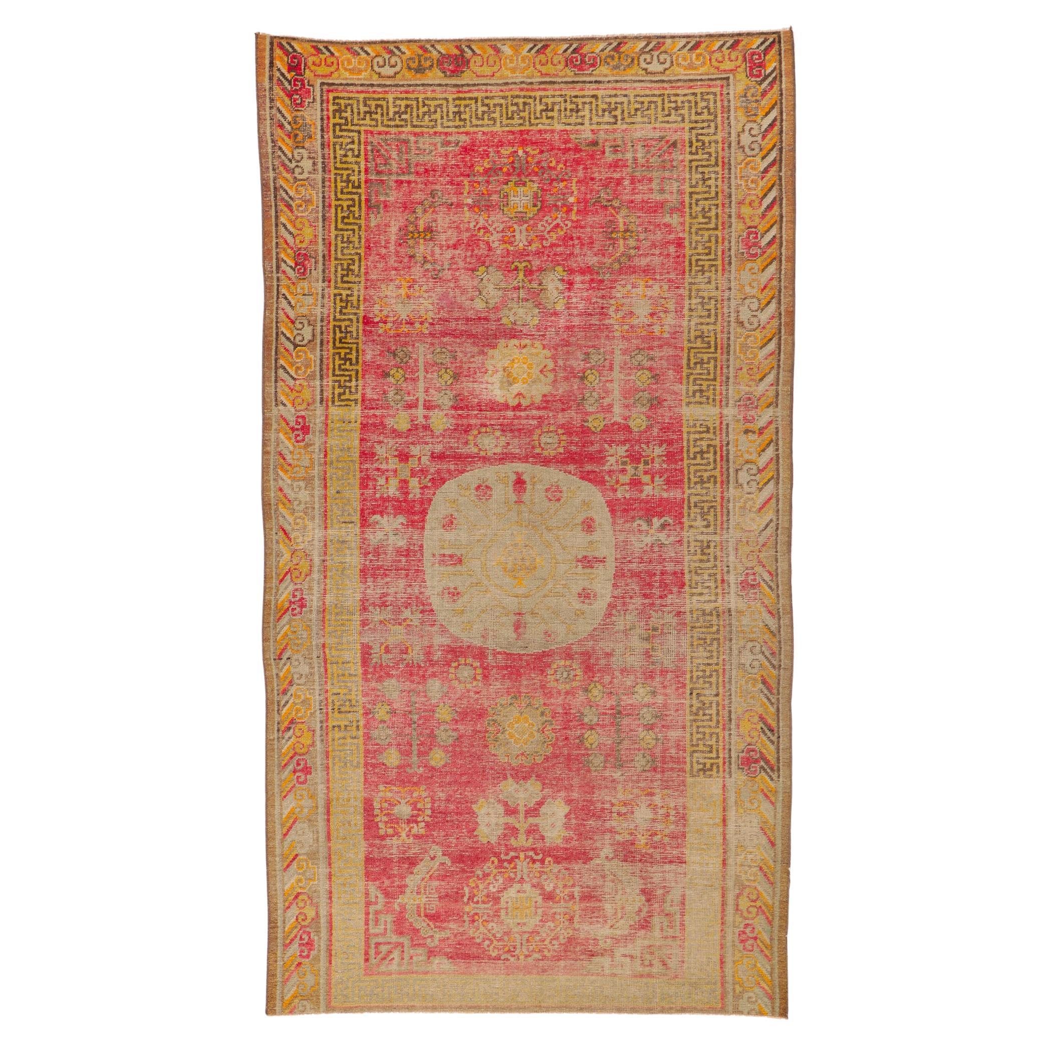 Distressed Vintage Turkish Oushak Rug, Weathered Finesse Meets East Turkestan