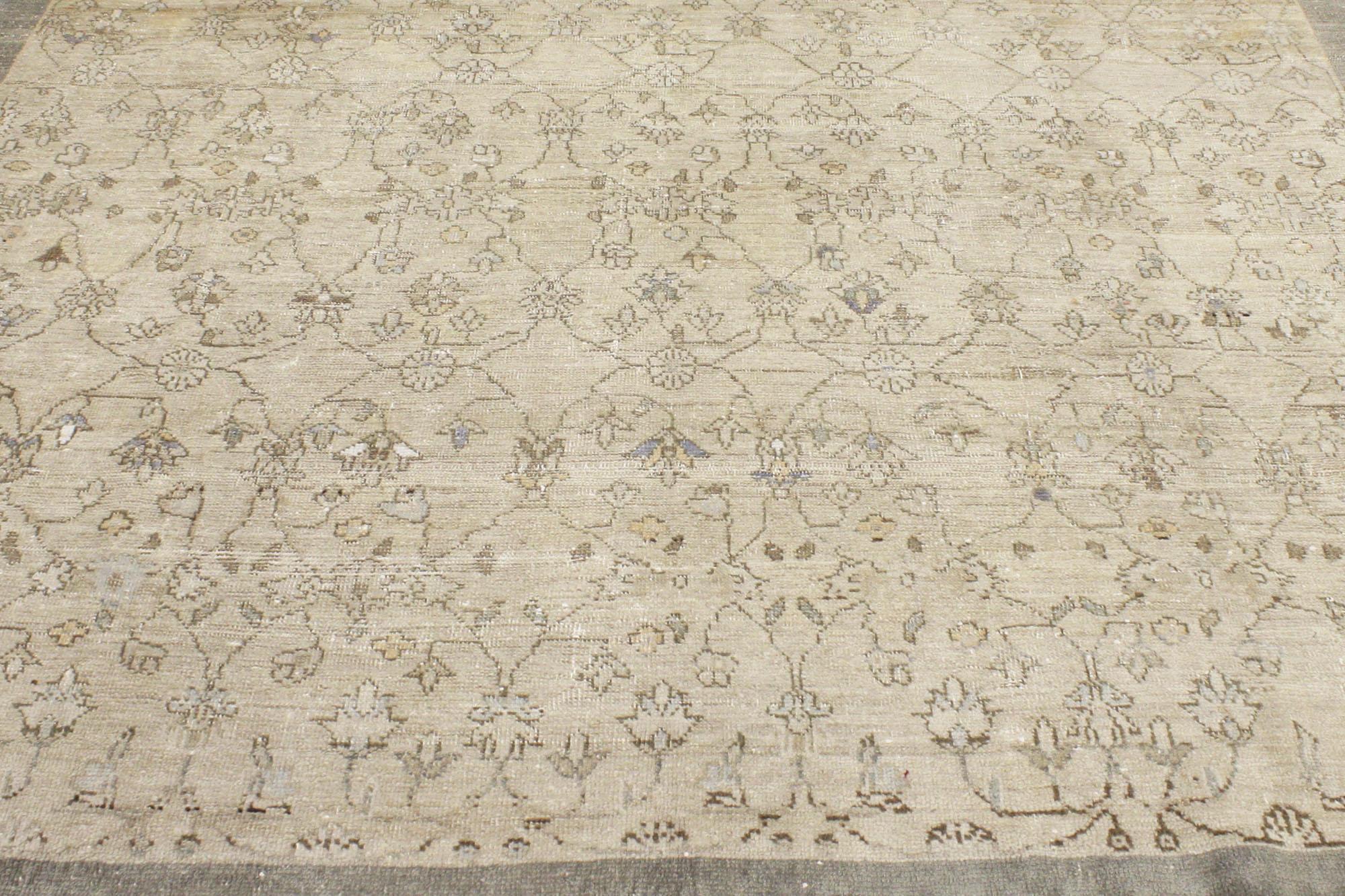 Rustic Distressed Vintage Turkish Oushak Rug, Shabby Chic Meets Weathered Beauty