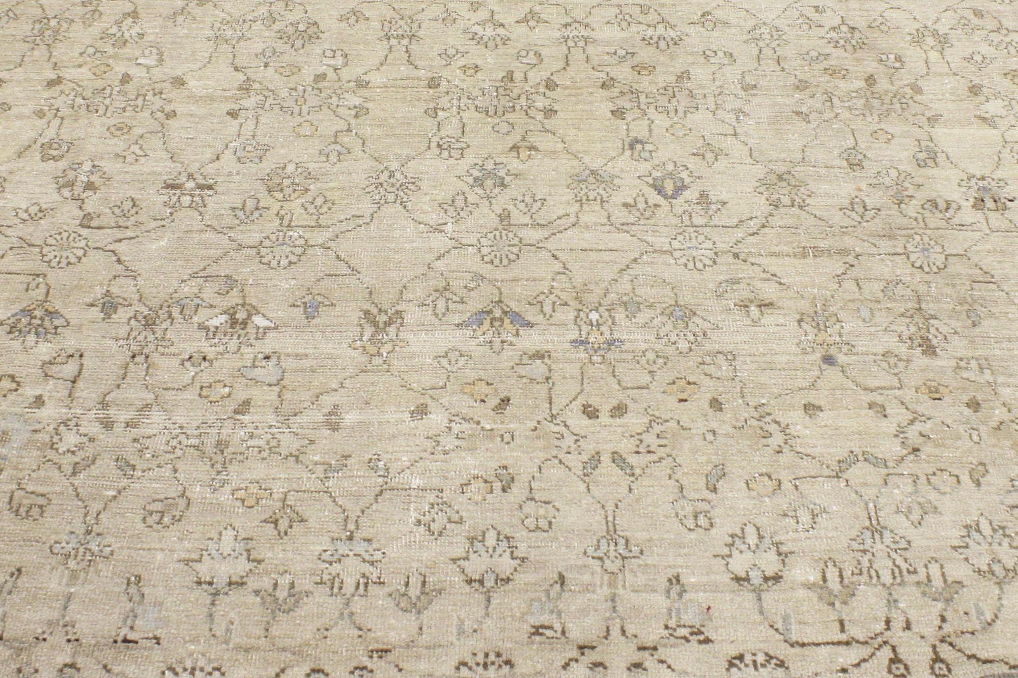 Hand-Knotted Distressed Vintage Turkish Oushak Rug, Shabby Chic Meets Weathered Beauty