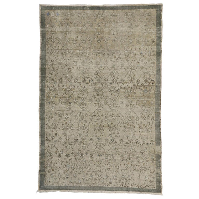 Distressed Vintage Turkish Oushak Rug with British Colonial Style For ...