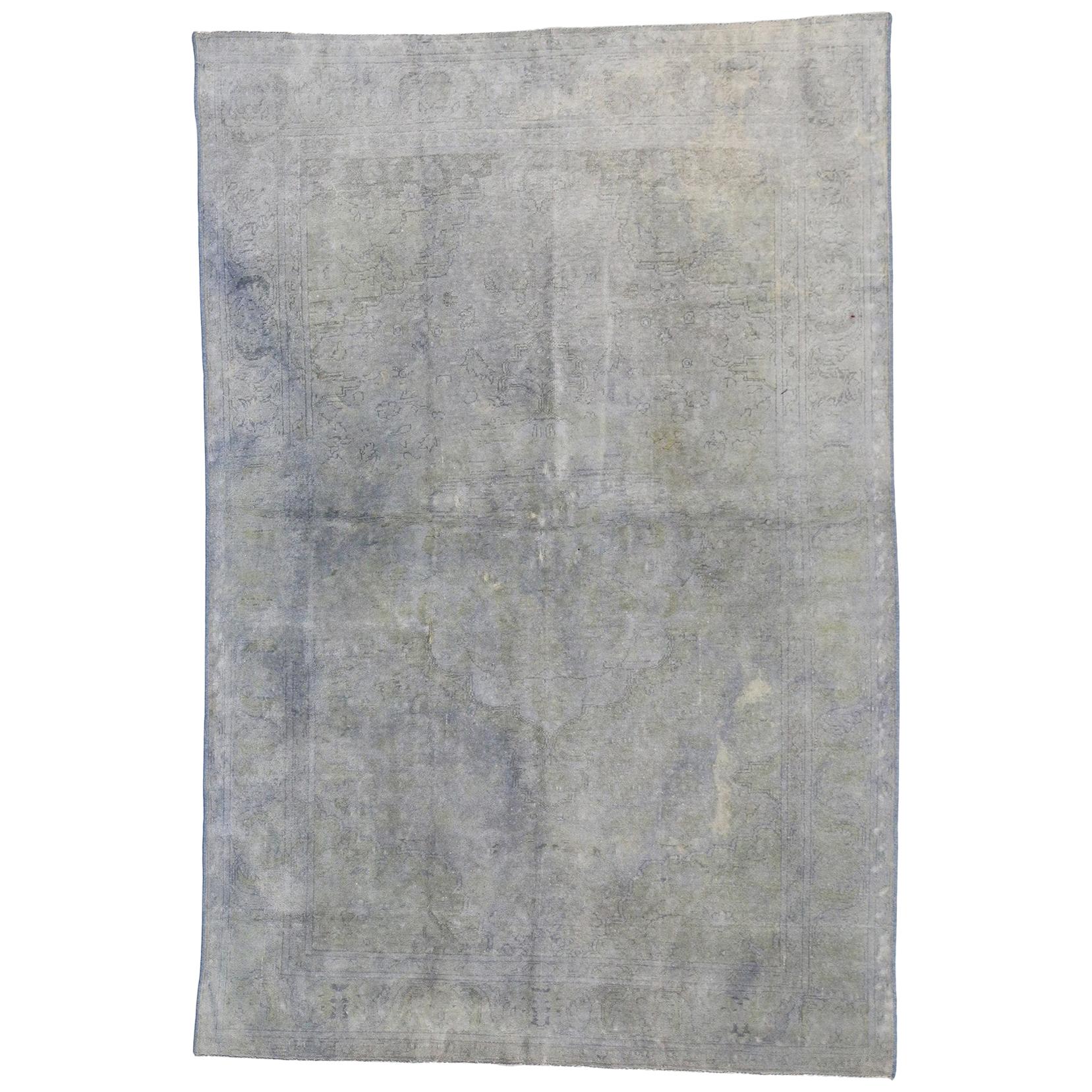 Distressed Antique Turkish Oushak Rug with Industrial Modern Urban Loft ...