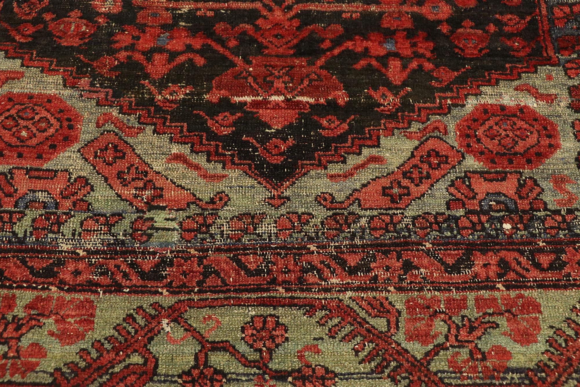 Hand-Knotted Distressed Vintage Turkish Oushak Rug with Modern Rustic Industrial Style For Sale