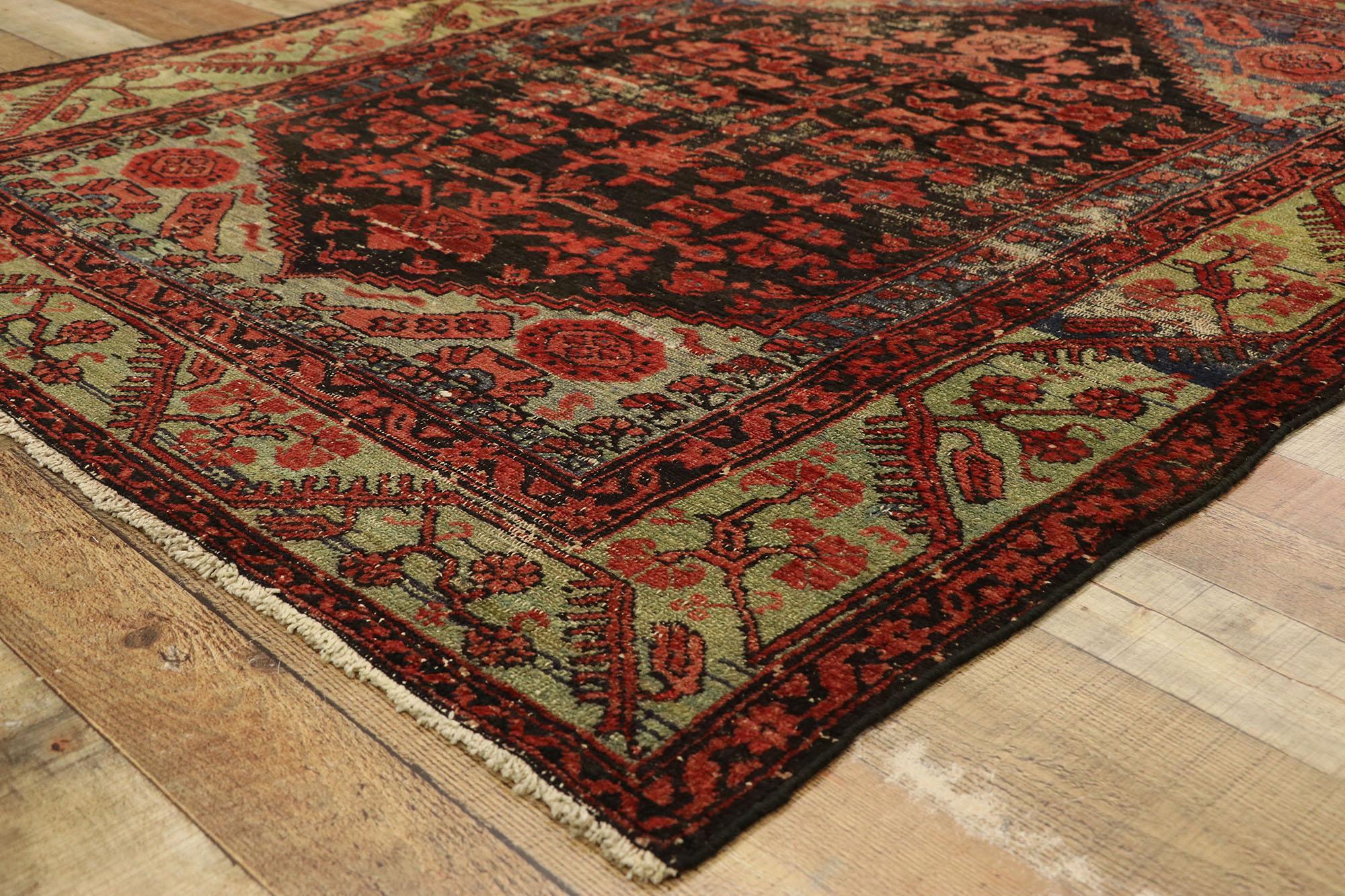 20th Century Distressed Vintage Turkish Oushak Rug with Modern Rustic Industrial Style For Sale