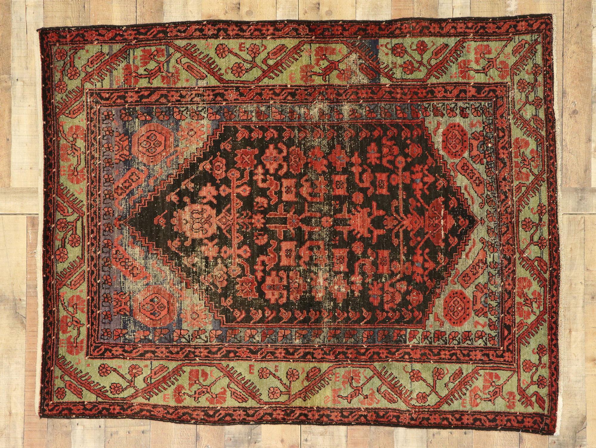 Distressed Vintage Turkish Oushak Rug with Modern Rustic Industrial Style For Sale 1