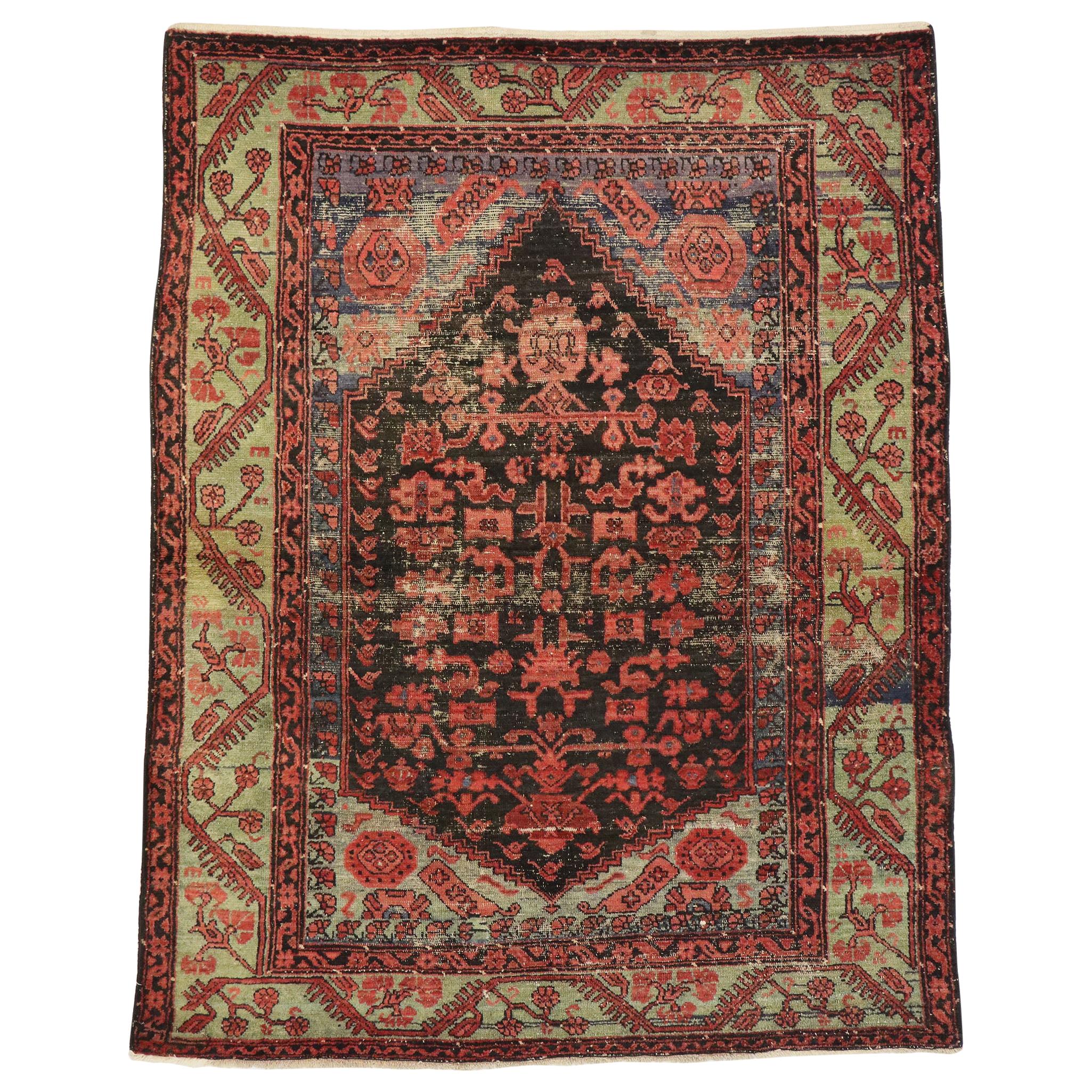 Distressed Vintage Turkish Oushak Rug with Modern Rustic Industrial Style For Sale