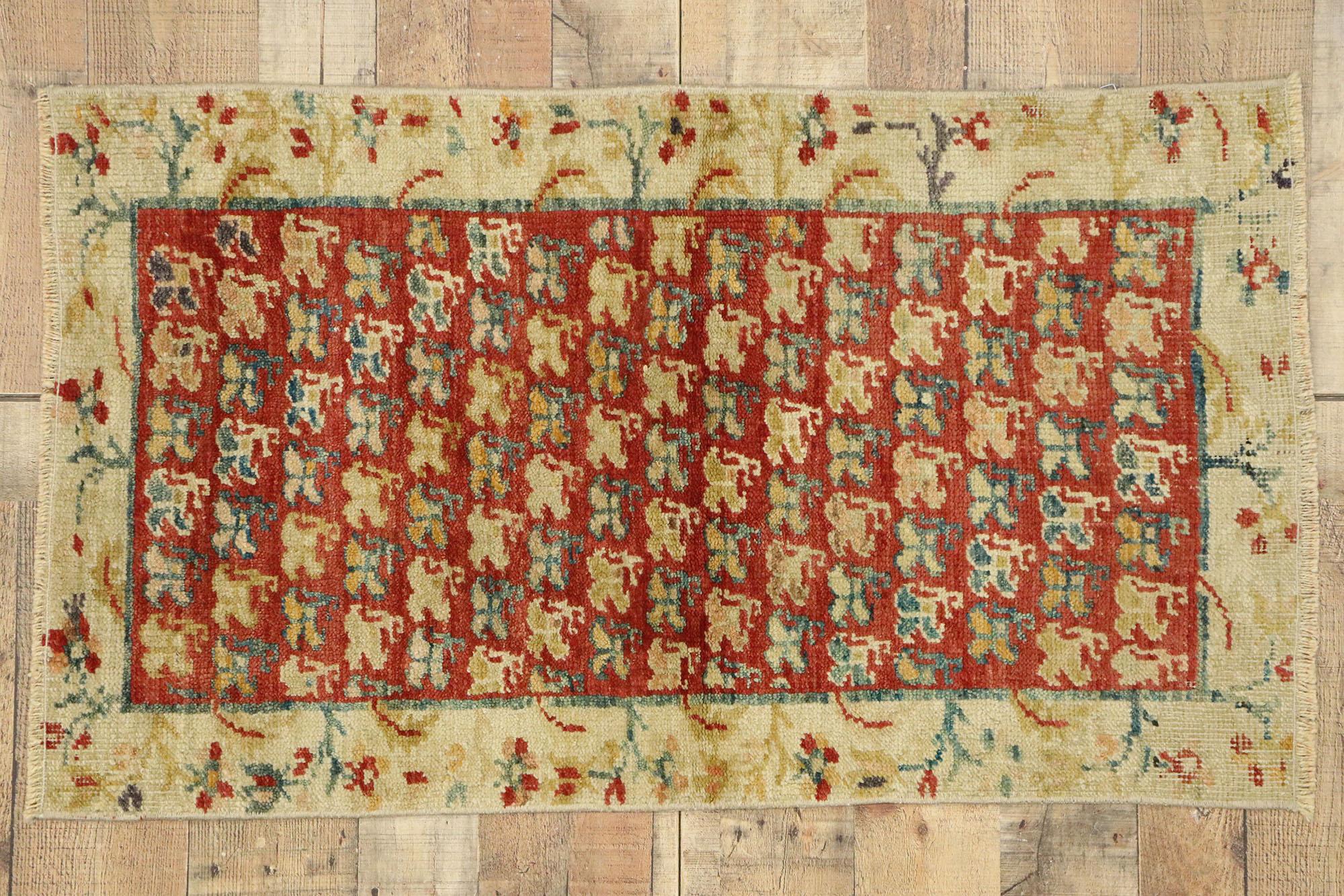 Distressed Vintage Turkish Oushak Rug with Modern Rustic Northwestern Style For Sale 2