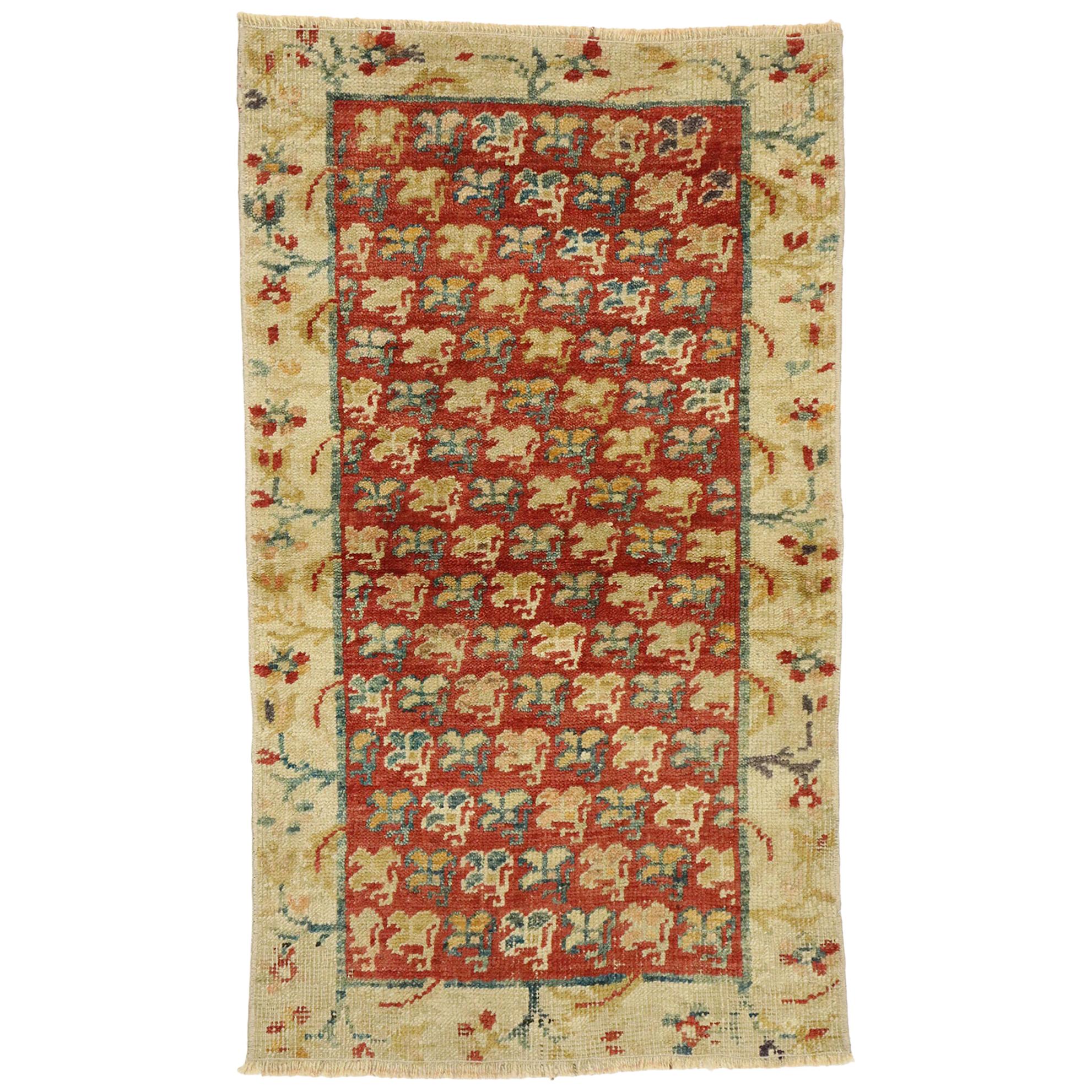 Distressed Vintage Turkish Oushak Rug with Modern Rustic Northwestern Style For Sale