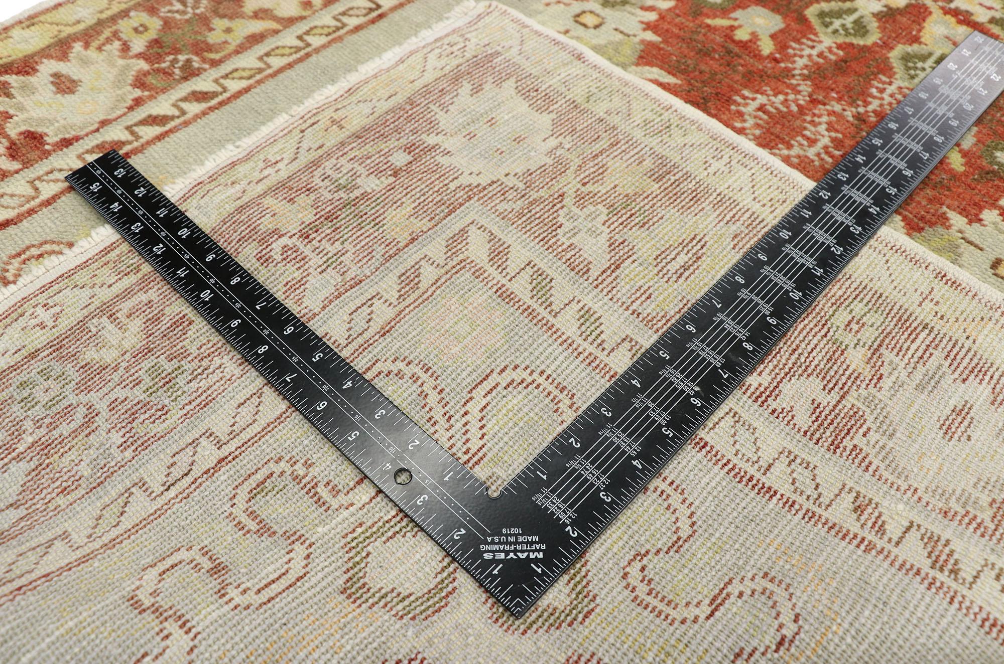 20th Century Distressed Vintage Turkish Oushak Rug with Romantic Rustic Georgian Style For Sale