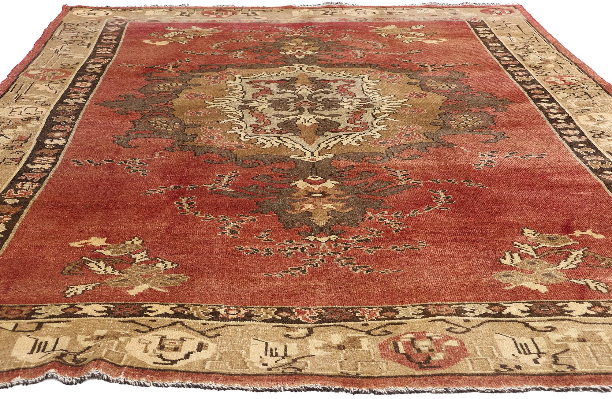 Hand-Knotted 1960's Turkish Oushak Carpet with Traditional Style For Sale