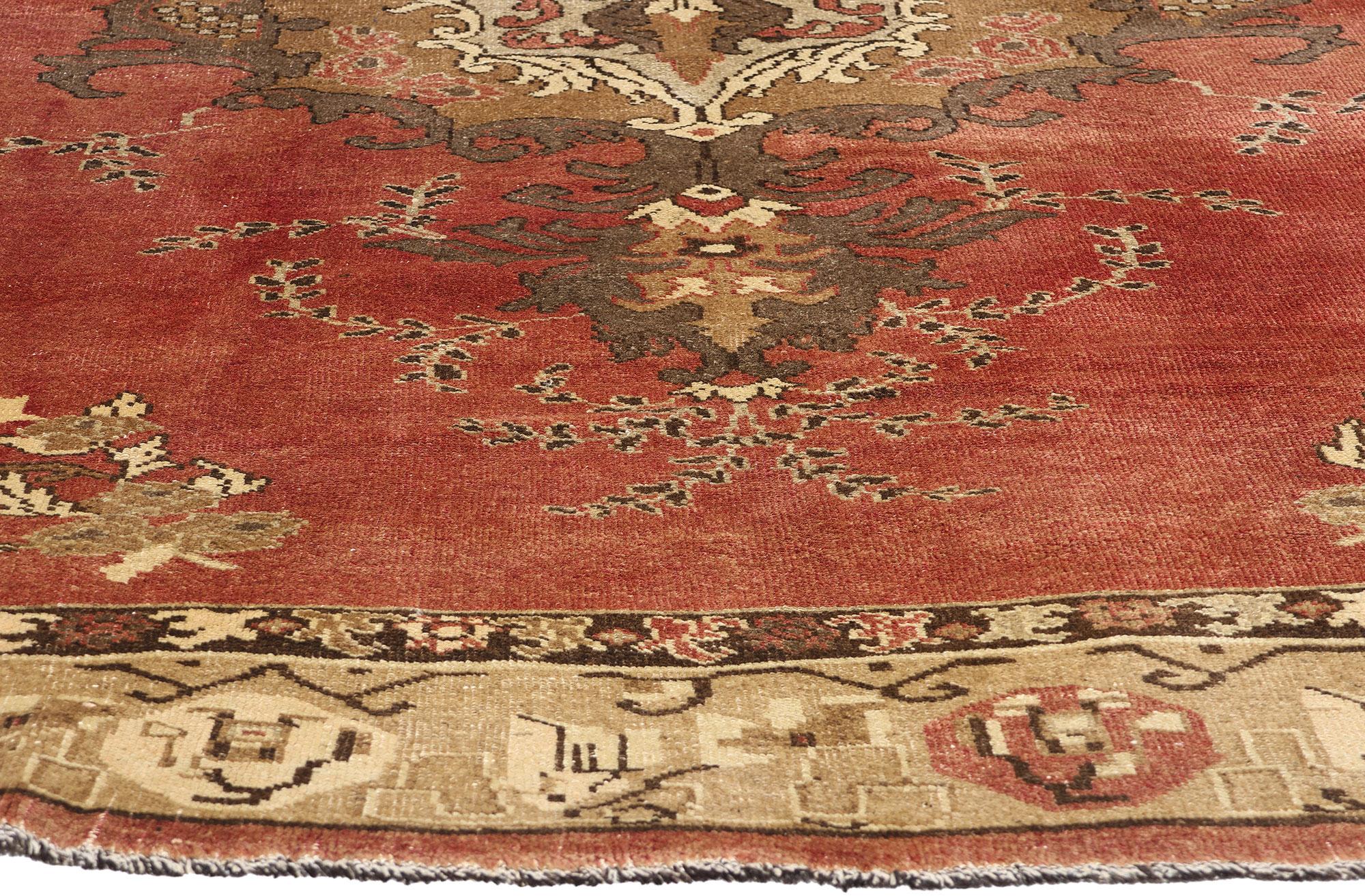 Wool 1960's Turkish Oushak Carpet with Traditional Style For Sale