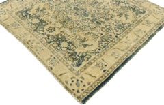 Distressed Vintage Turkish Oushak Rug with Rustic Cotswold English Manor Style