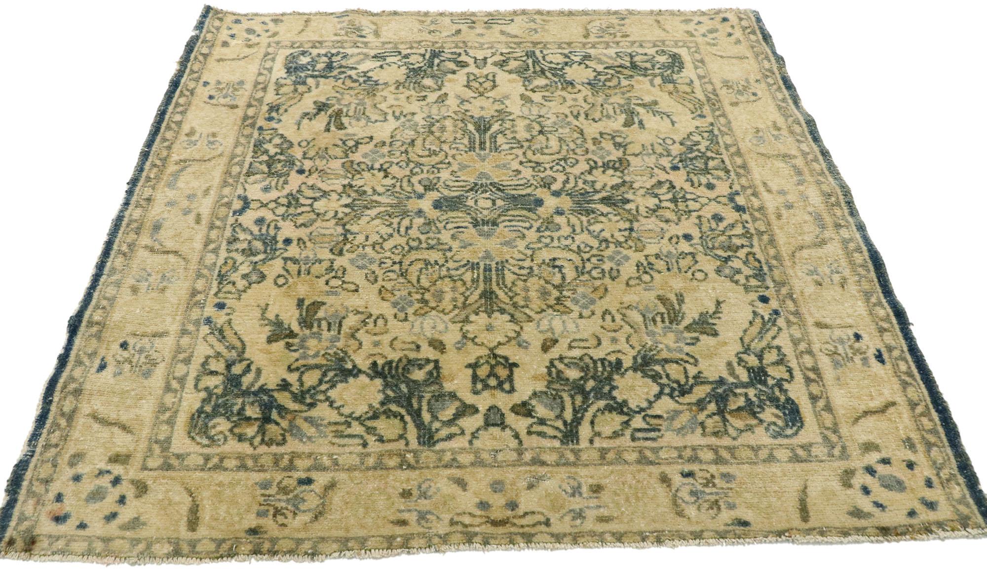 Hand-Knotted Distressed Vintage Turkish Oushak Rug with Rustic Cotswold English Manor Style For Sale