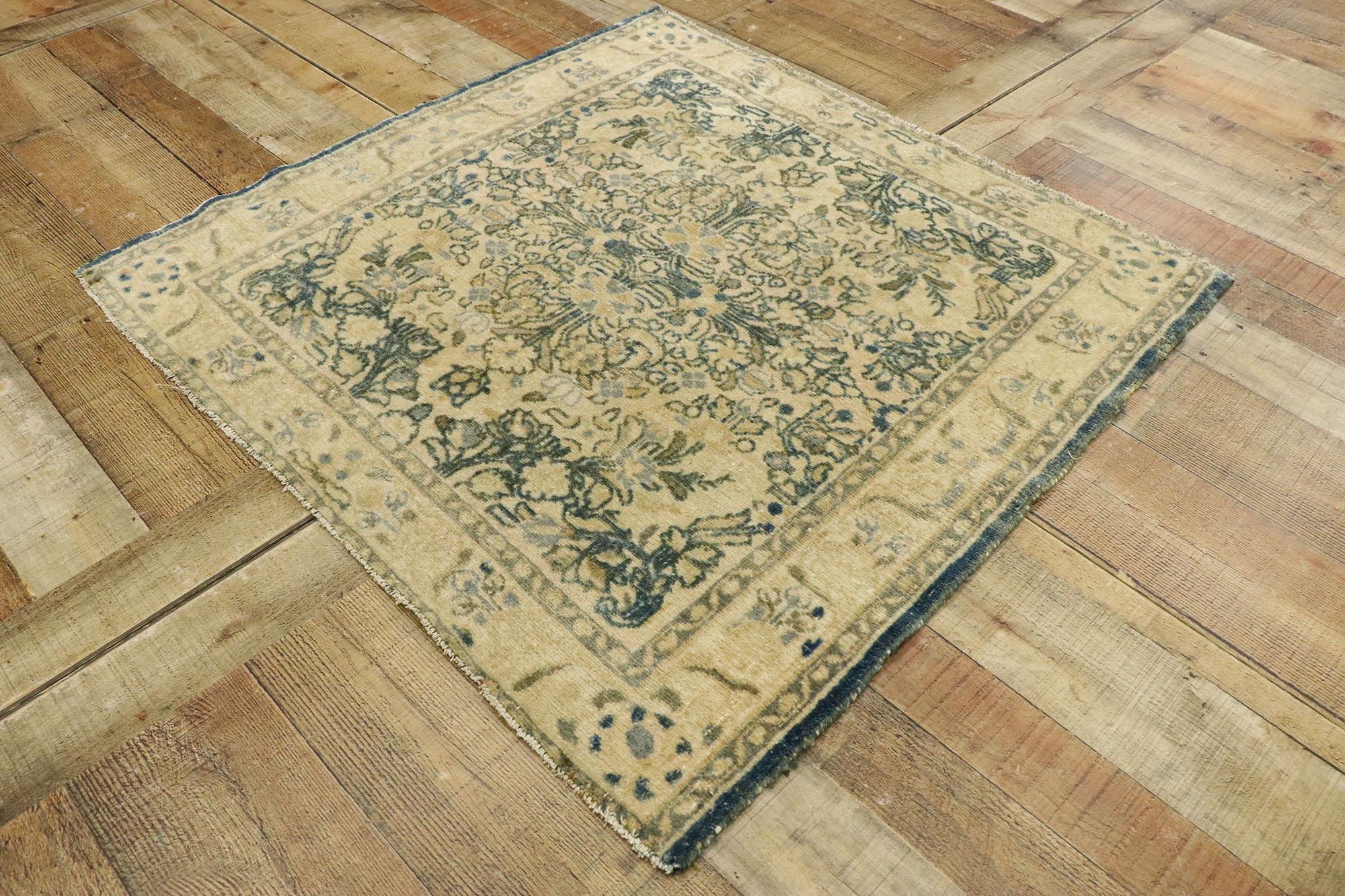 Distressed Vintage Turkish Oushak Rug with Rustic Cotswold English Manor Style For Sale 1