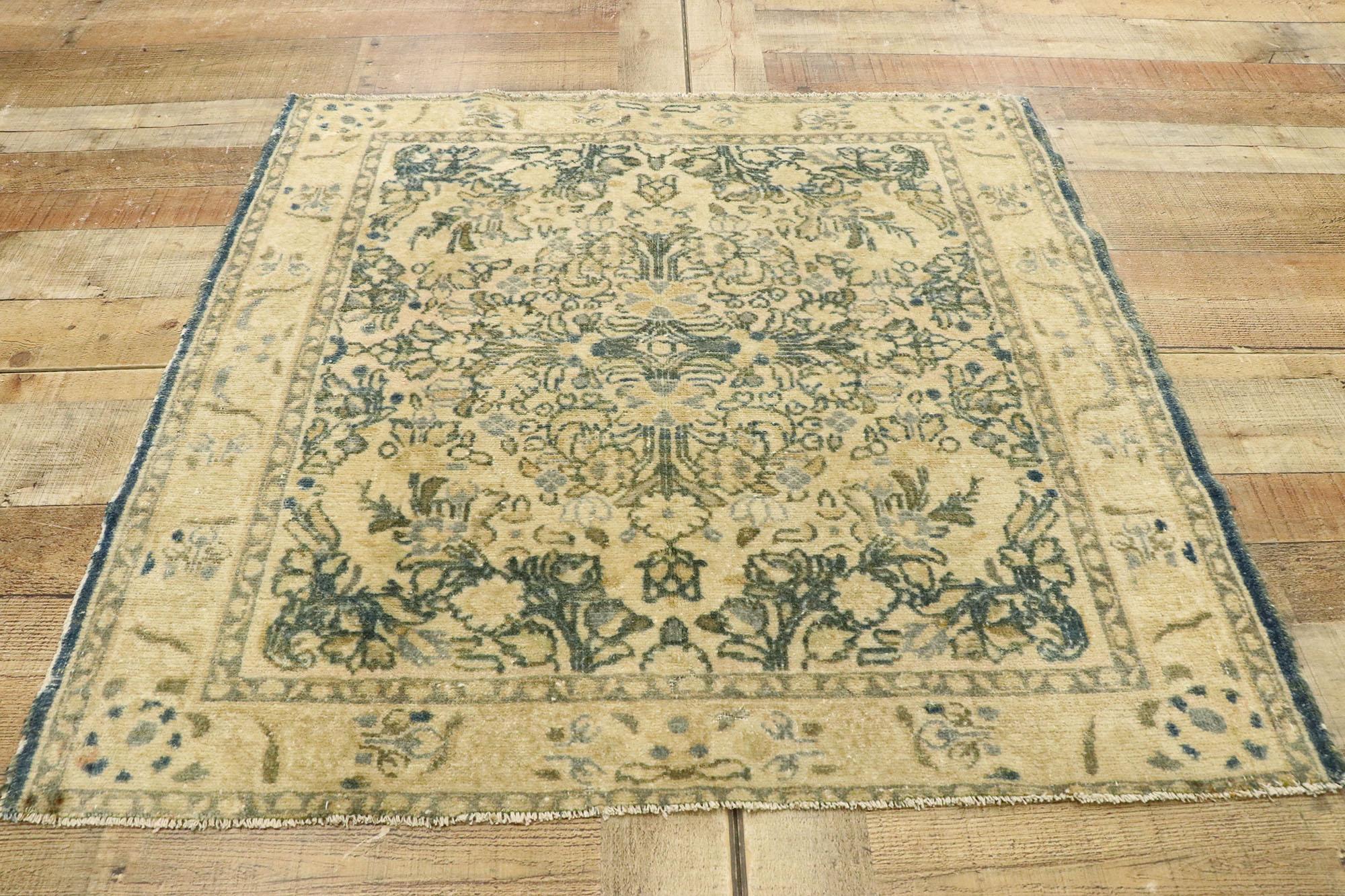 Distressed Vintage Turkish Oushak Rug with Rustic Cotswold English Manor Style For Sale 2