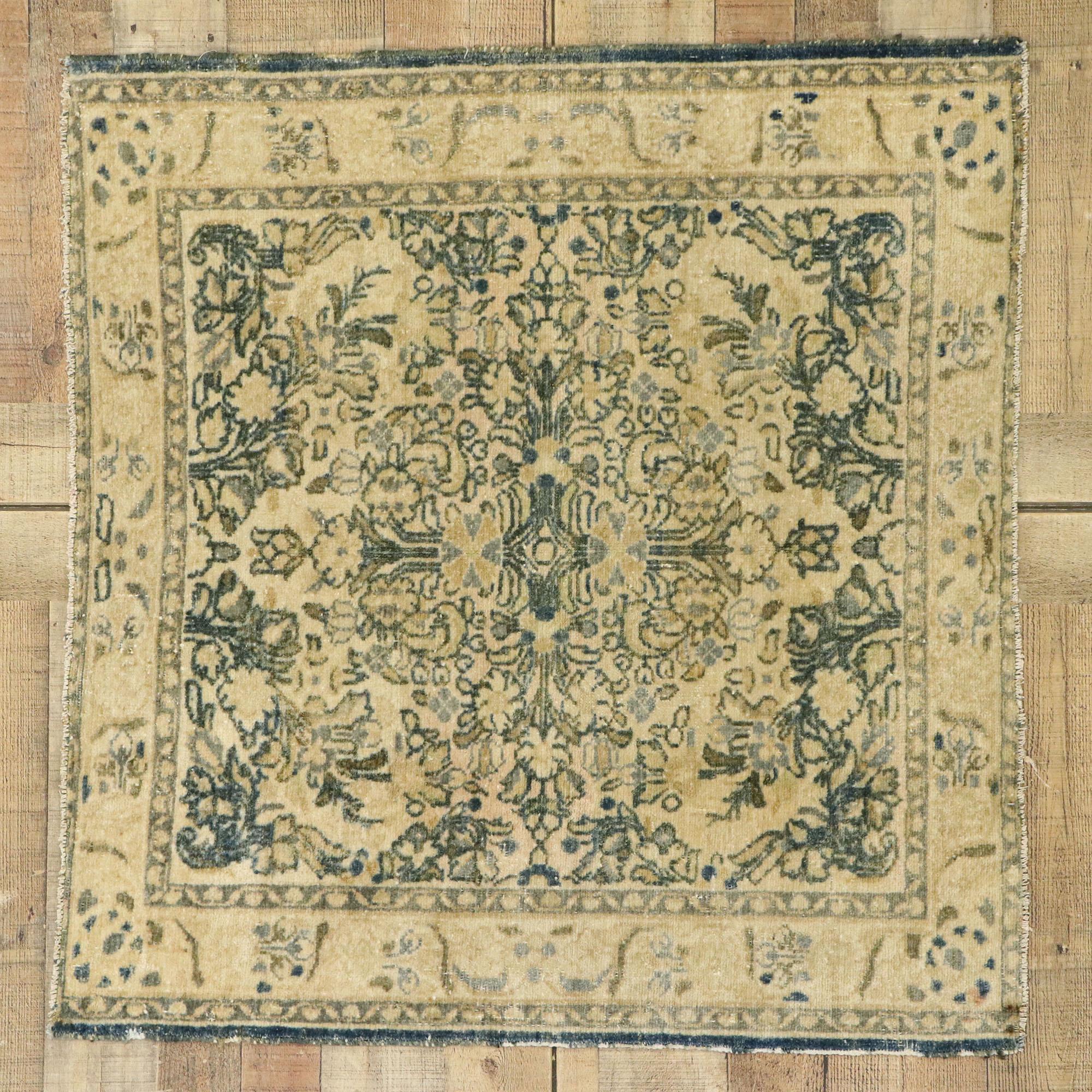 Distressed Vintage Turkish Oushak Rug with Rustic Cotswold English Manor Style For Sale 3