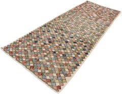 Distressed Vintage Turkish Sivas Rug with Rustic Cubist Style