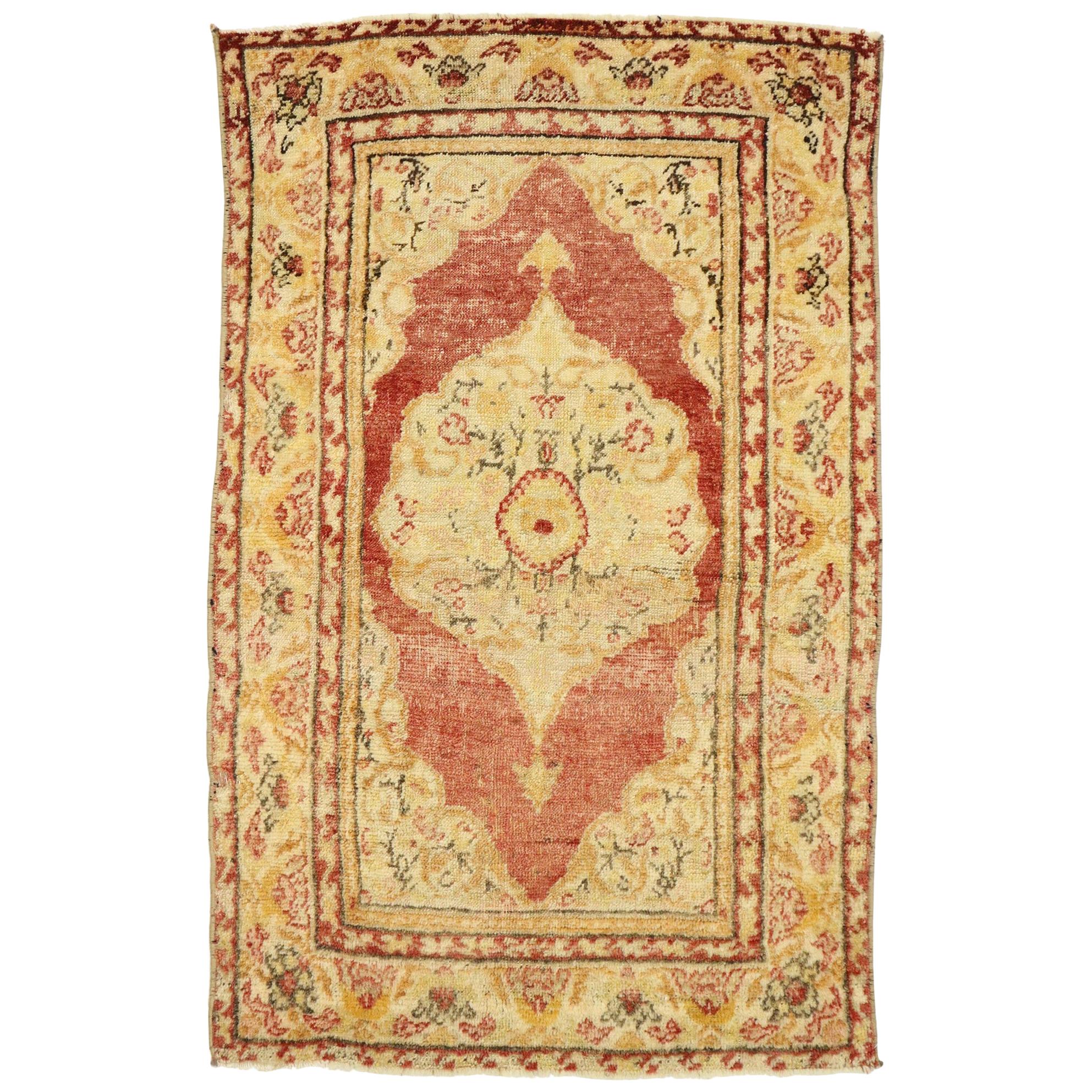 Vintage Turkish Oushak Rug, Colorful Rug for Kitchen, Bath, Foyer or