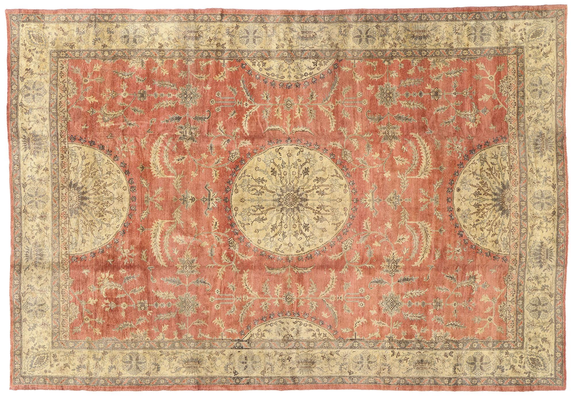 Alfombra turca Oushak de 1960 de estilo tradicional Lana en venta