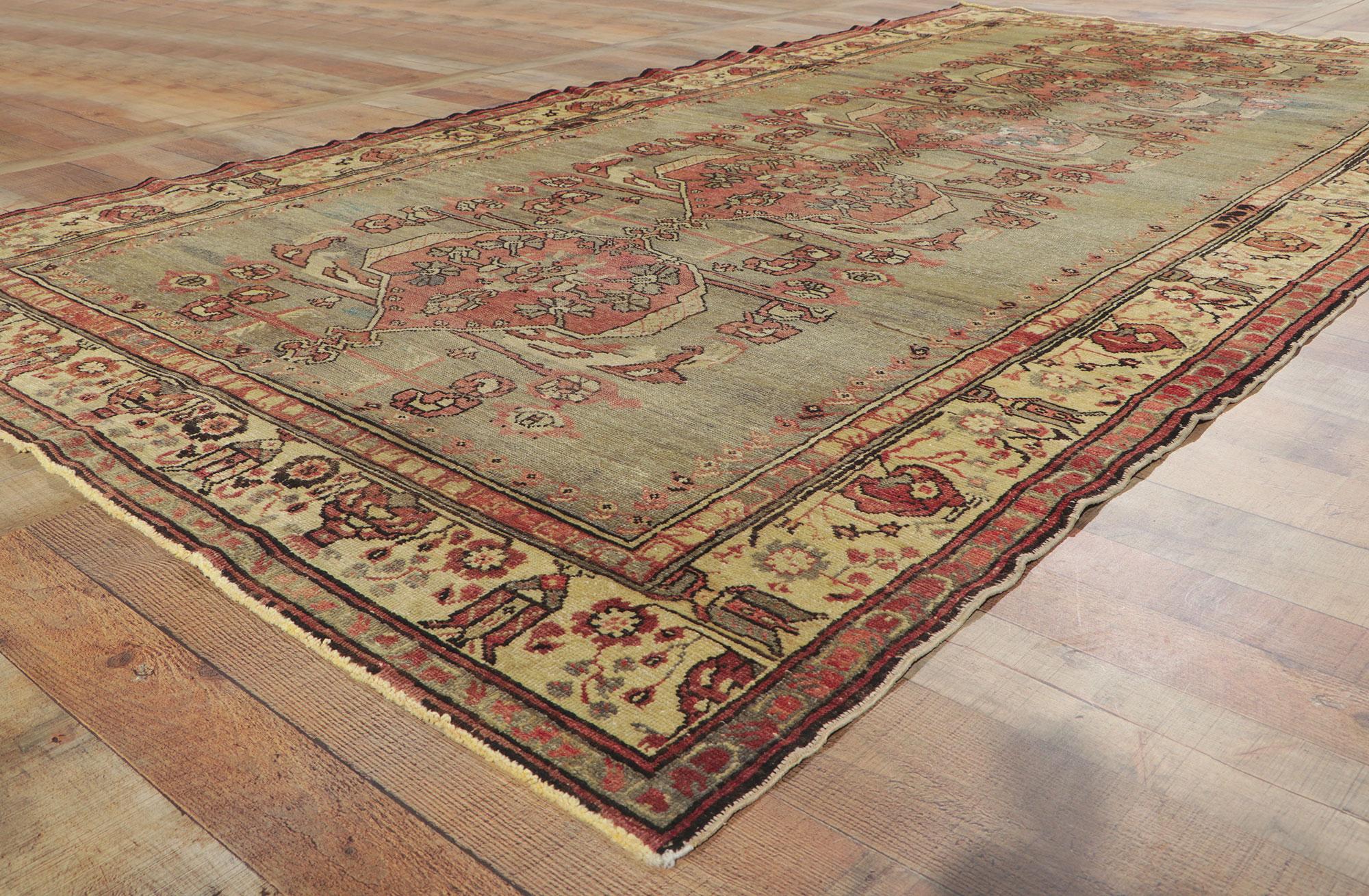 Distressed Vintage Turkish Oushak Rug with Rustic Modern Industrial Style For Sale 2