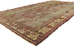 Distressed Vintage Turkish Oushak Rug with Rustic Modern Industrial Style