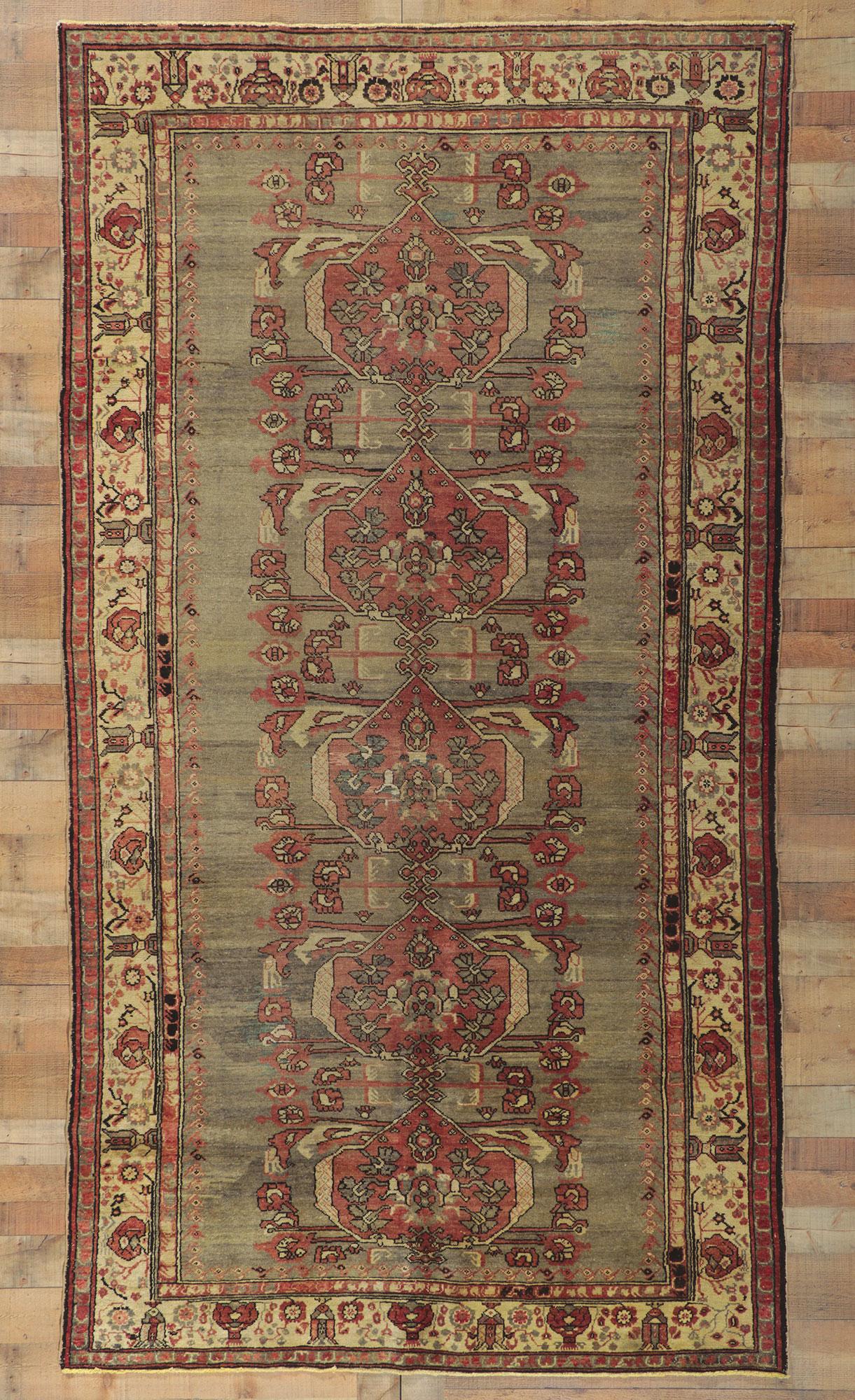 Distressed Vintage Turkish Oushak Rug with Rustic Modern Industrial Style For Sale 4