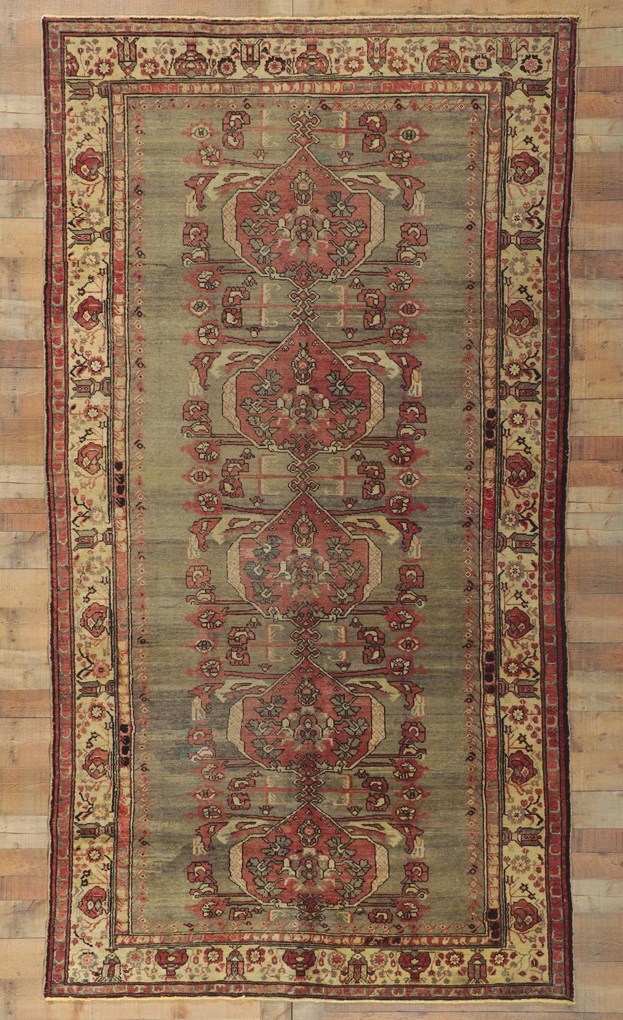Alfombra Oushak Turca Vintage Desgastada de Estilo Industrial Moderno Rústico en venta 4