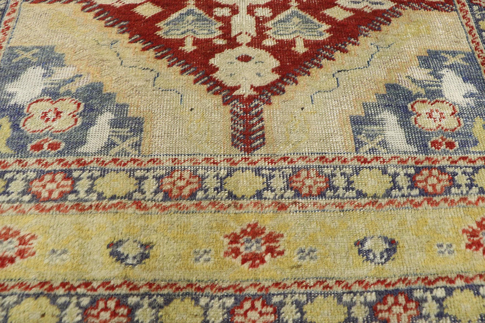 Distressed Vintage Turkish Oushak Rug with Rustic Modern Lodge Style In Distressed Condition For Sale In Dallas, TX