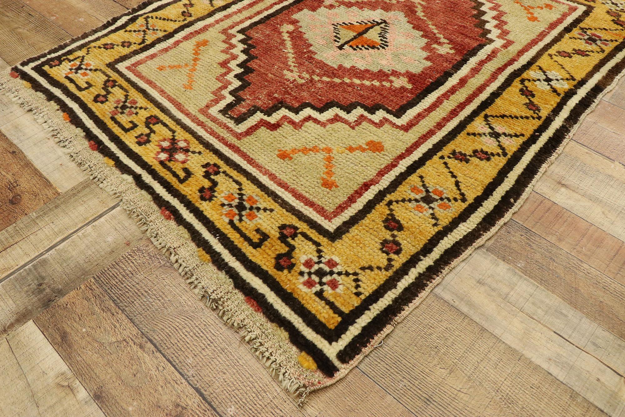 20th Century Distressed Vintage Turkish Oushak Rug with Rustic Pacific Northwest Style For Sale