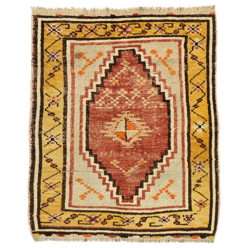 Distressed Vintage Turkish Oushak Rug with Rustic Pacific Northwest ...