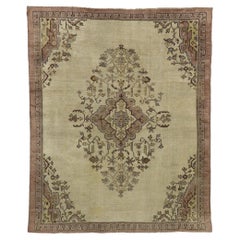 Distressed Vintage Turkish Oushak Rug with Traditional Style