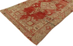 Distressed Vintage Turkish Oushak Rug with Warm Rustic Italian Style