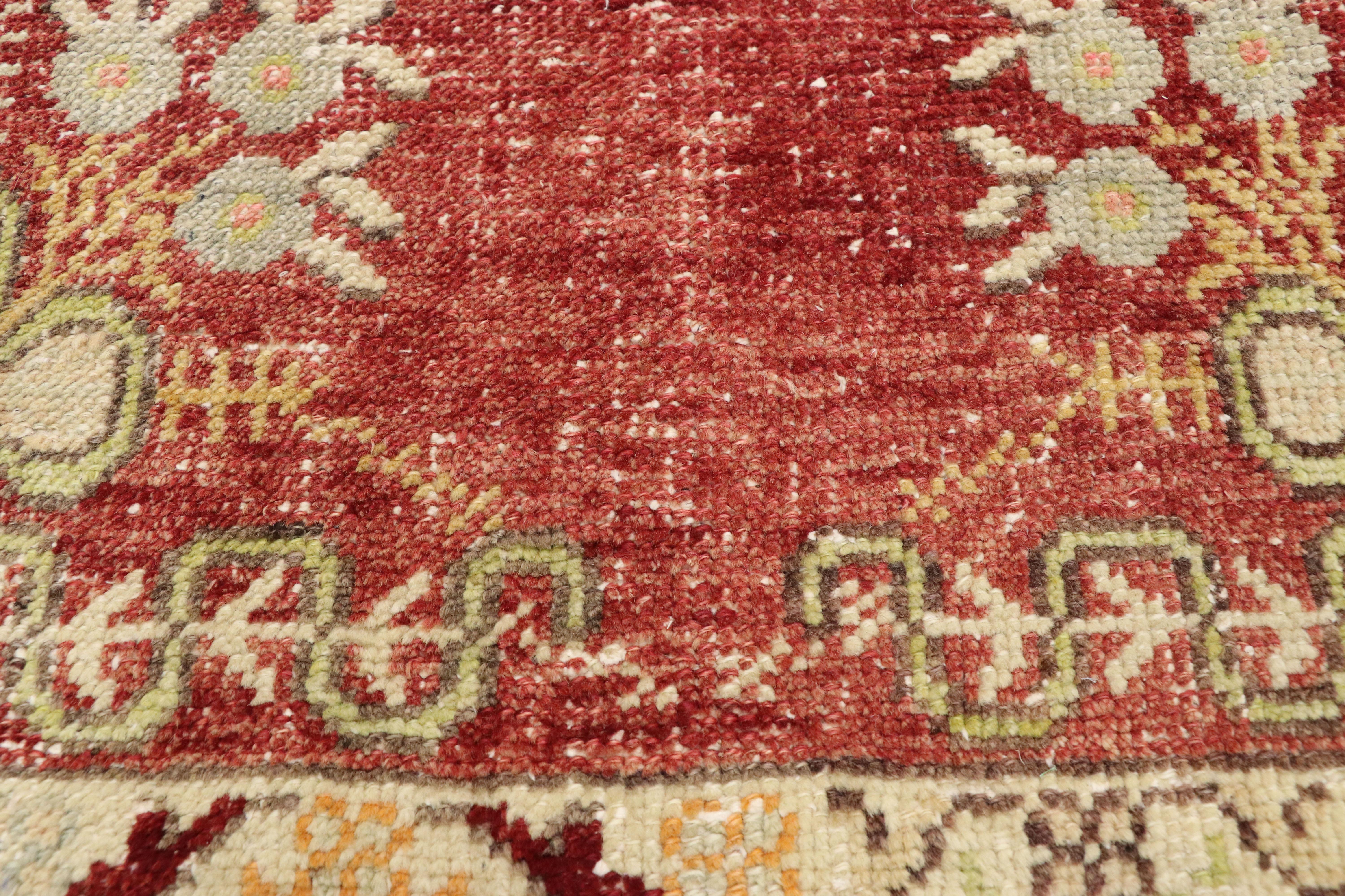 Distressed Vintage Turkish Oushak Runner with French Provincial and Rococo Style In Distressed Condition For Sale In Dallas, TX
