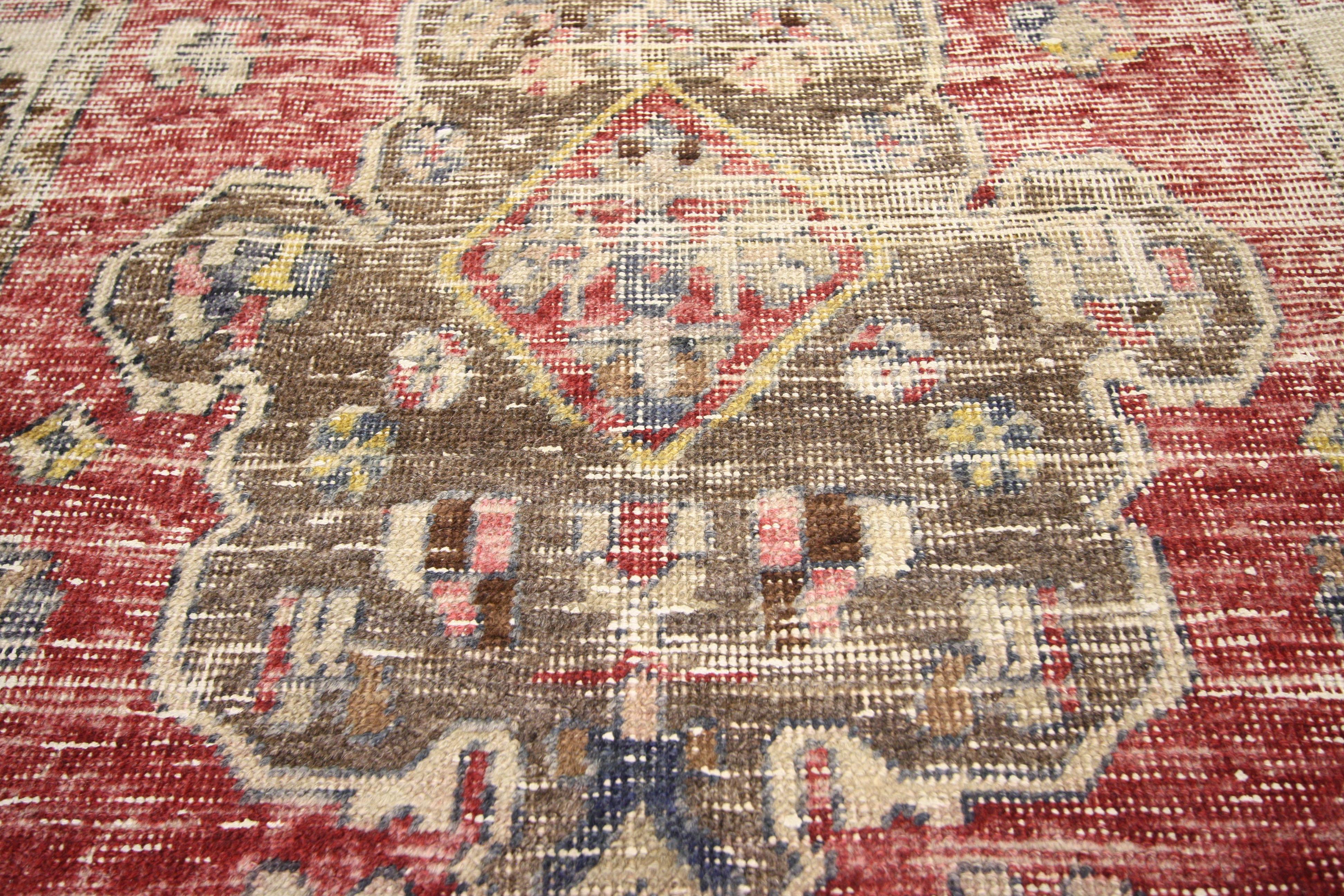 Hand-Knotted Distressed Vintage Turkish Oushak Runner with Industrial Style For Sale