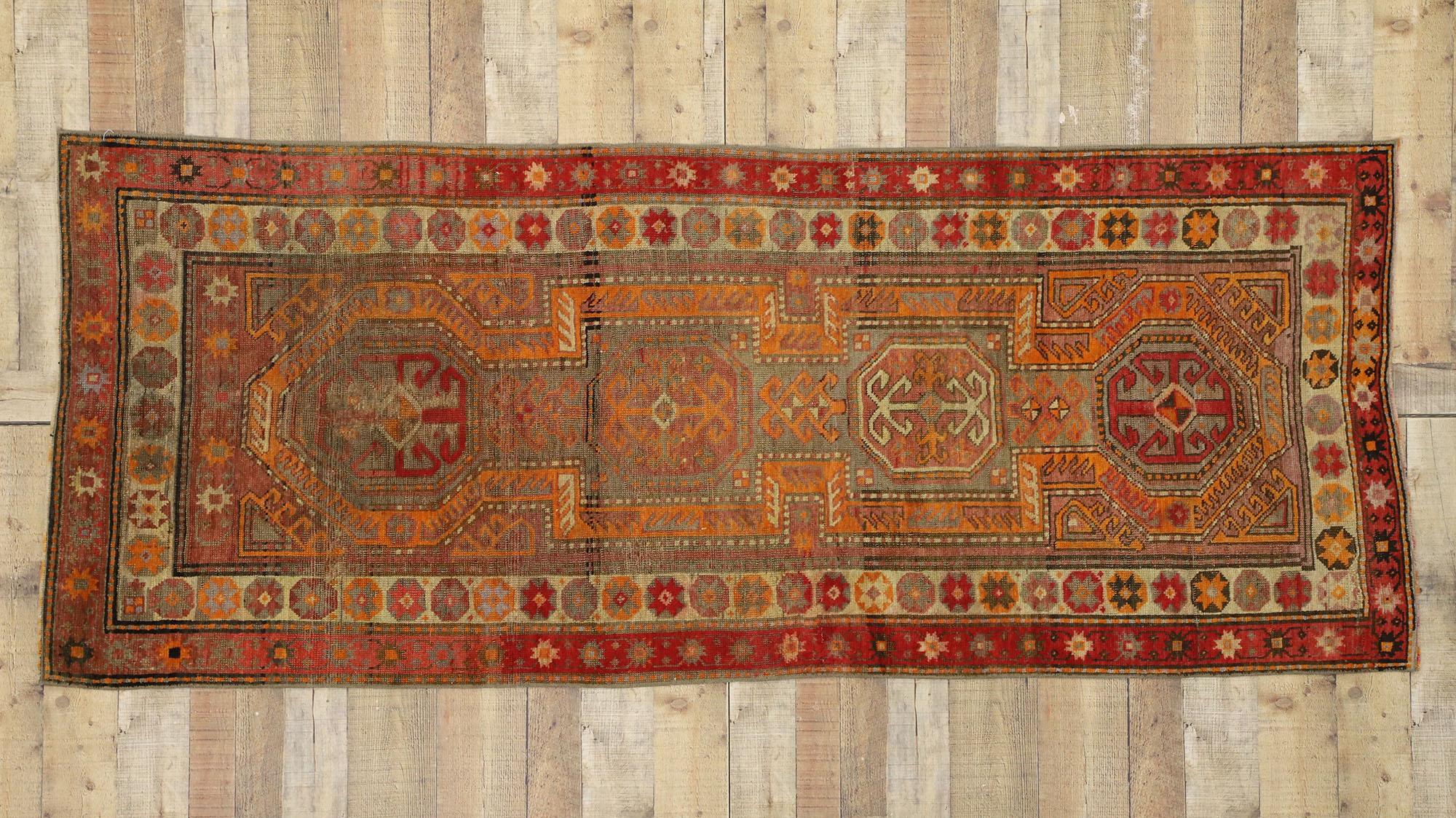 Runner in Oushak turco vintage con stile moderno e rustico del nord-ovest in vendita 1