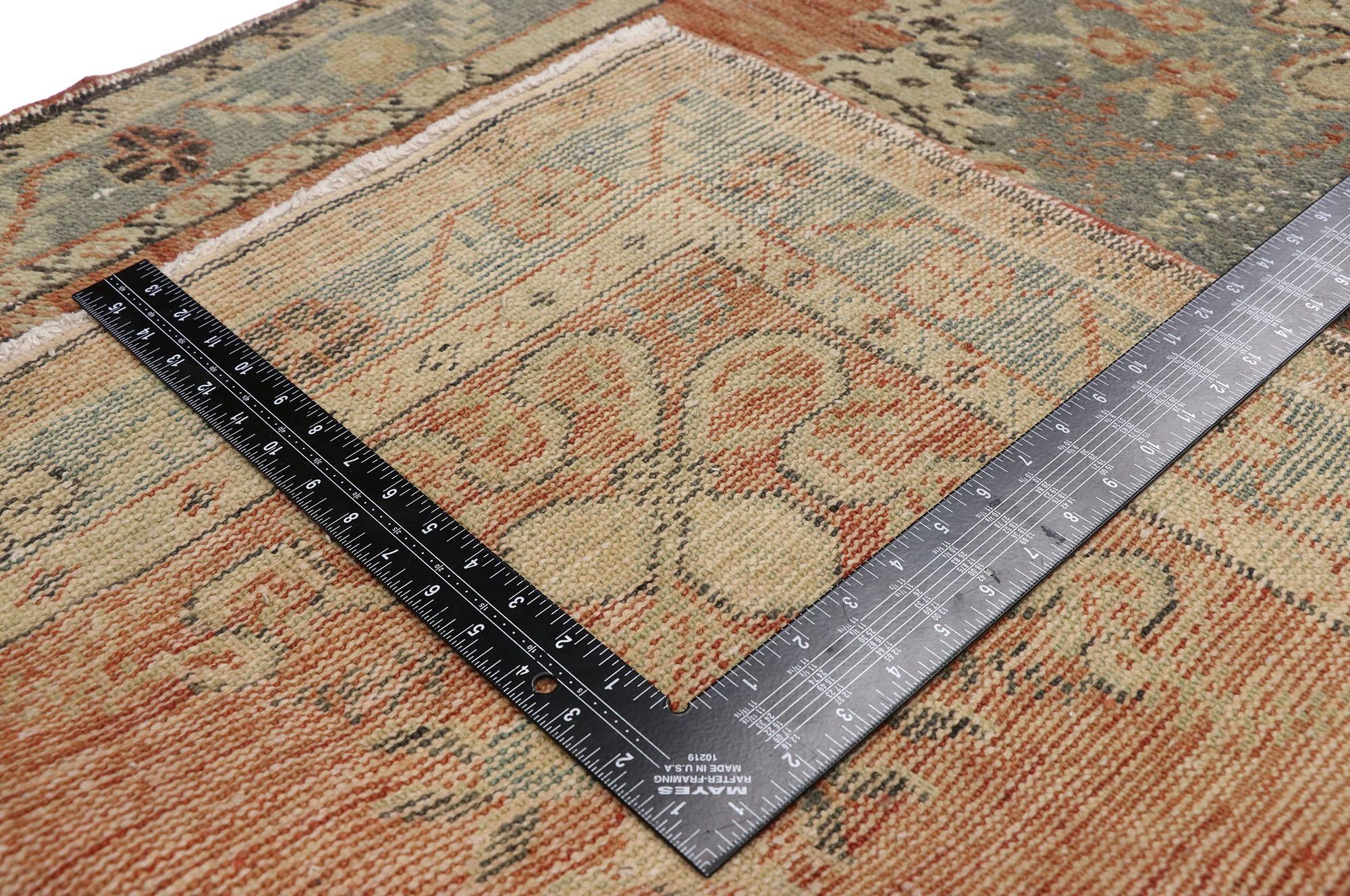 20th Century Distressed Vintage Turkish Oushak Runner with Romantic French Country Style For Sale