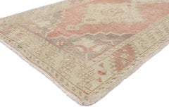 Distressed Vintage Turkish Oushak Runner with Romantic Rustic Style