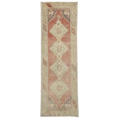 Distressed Retro Turkish Oushak Runner with Romantic Rustic Style