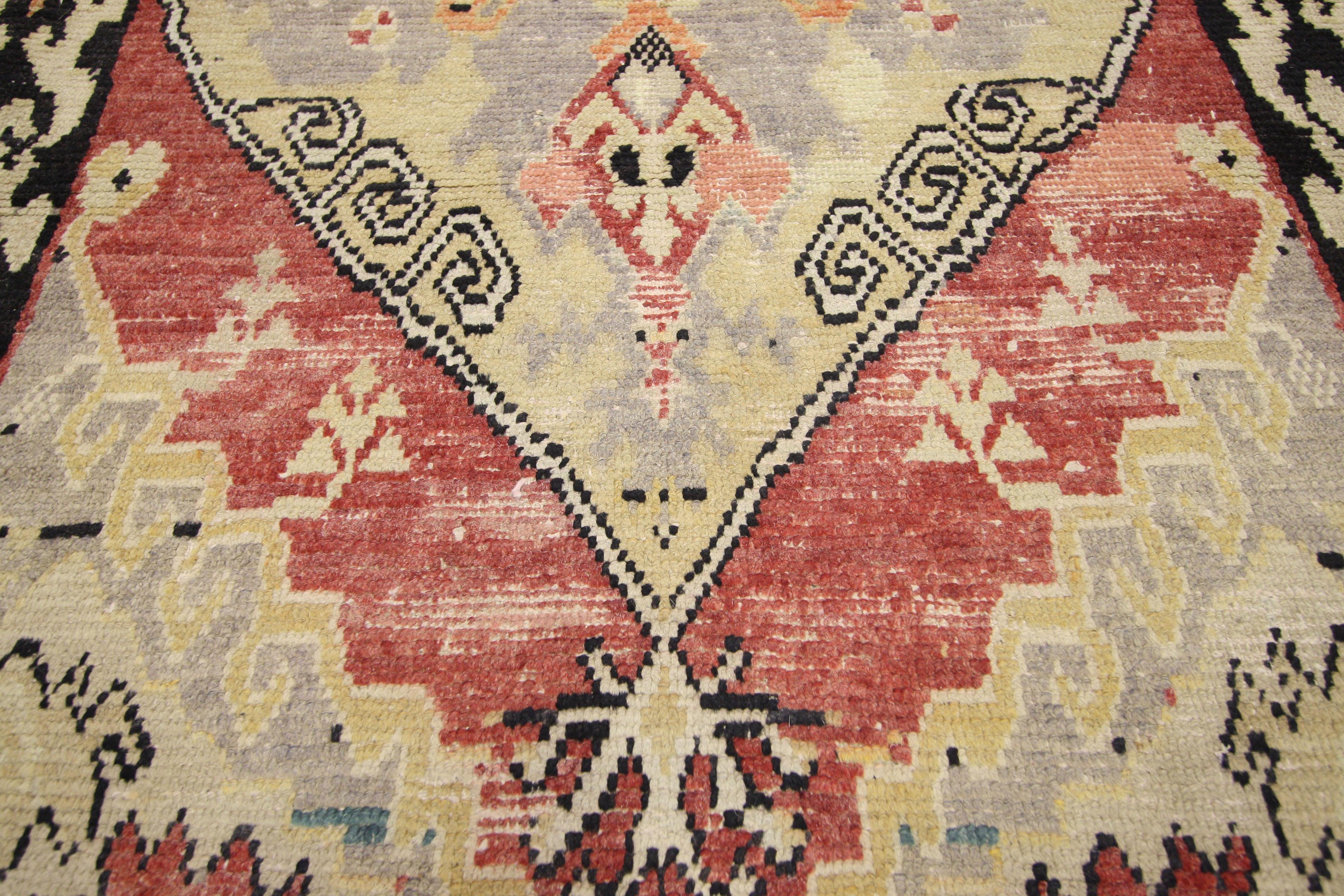 Distressed Vintage Turkish Oushak Runner with Rustic Lodge Style In Distressed Condition For Sale In Dallas, TX