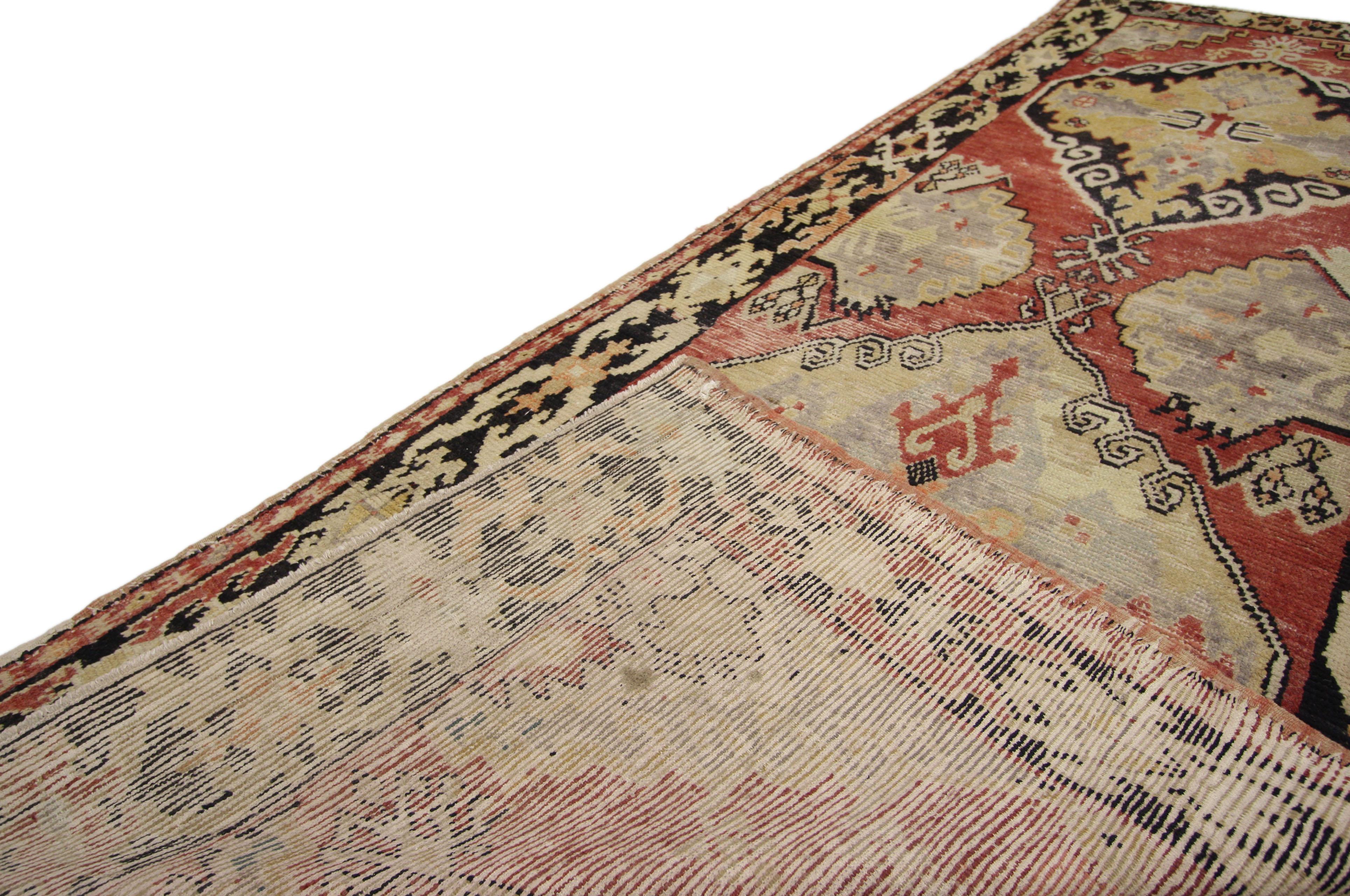 20th Century Distressed Vintage Turkish Oushak Runner with Rustic Lodge Style For Sale