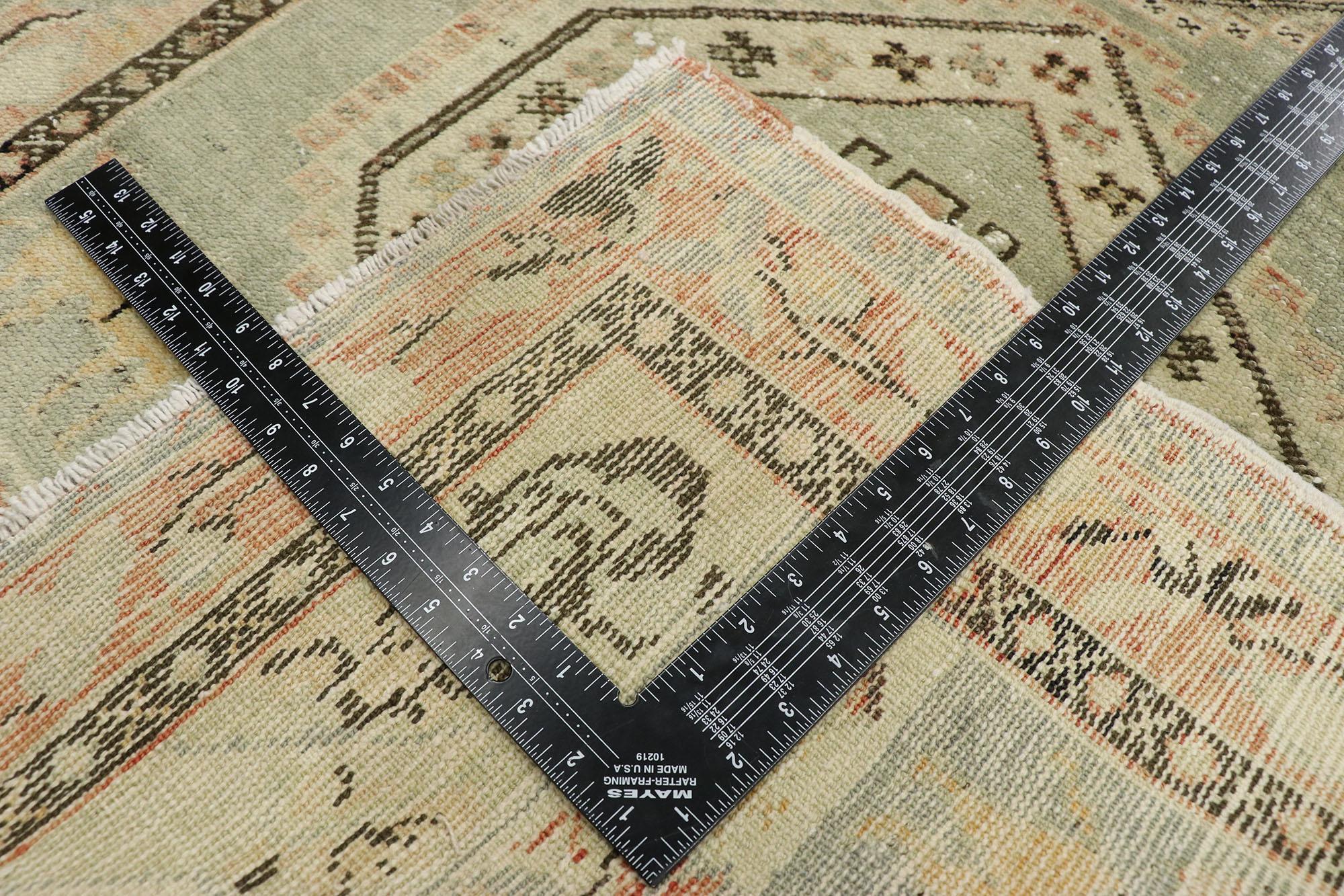 20th Century Distressed Vintage Turkish Oushak Runner with Rustic Prairie Style For Sale