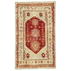 Distressed Retro Turkish Oushak Yastik Rug, Scatter Rug