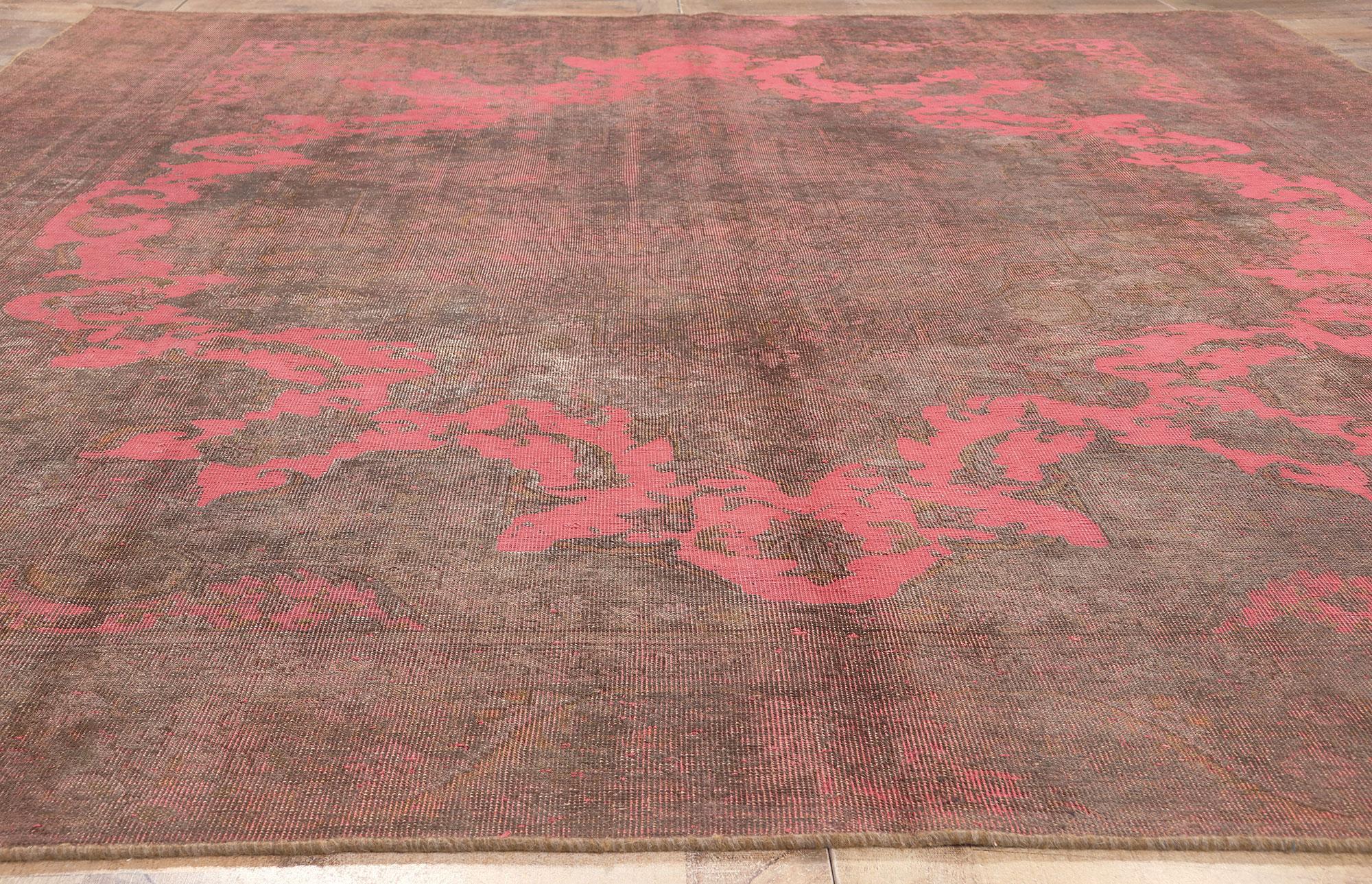 Vintage Turkish Overdyed Rug, Modern Industrial Meets Maximalist Bohemian For Sale 2