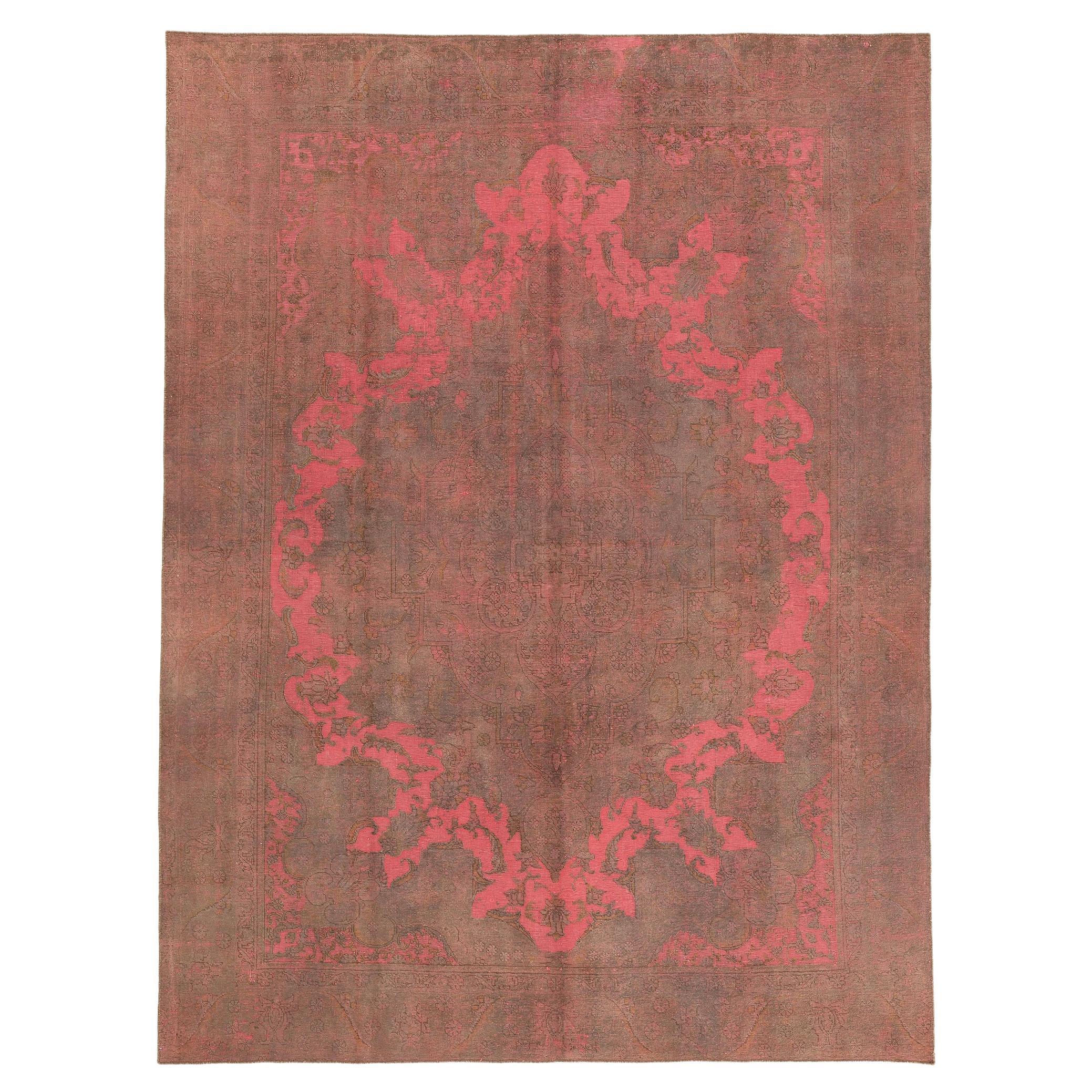 Vintage Turkish Overdyed Rug, Modern Industrial Meets Maximalist Bohemian For Sale